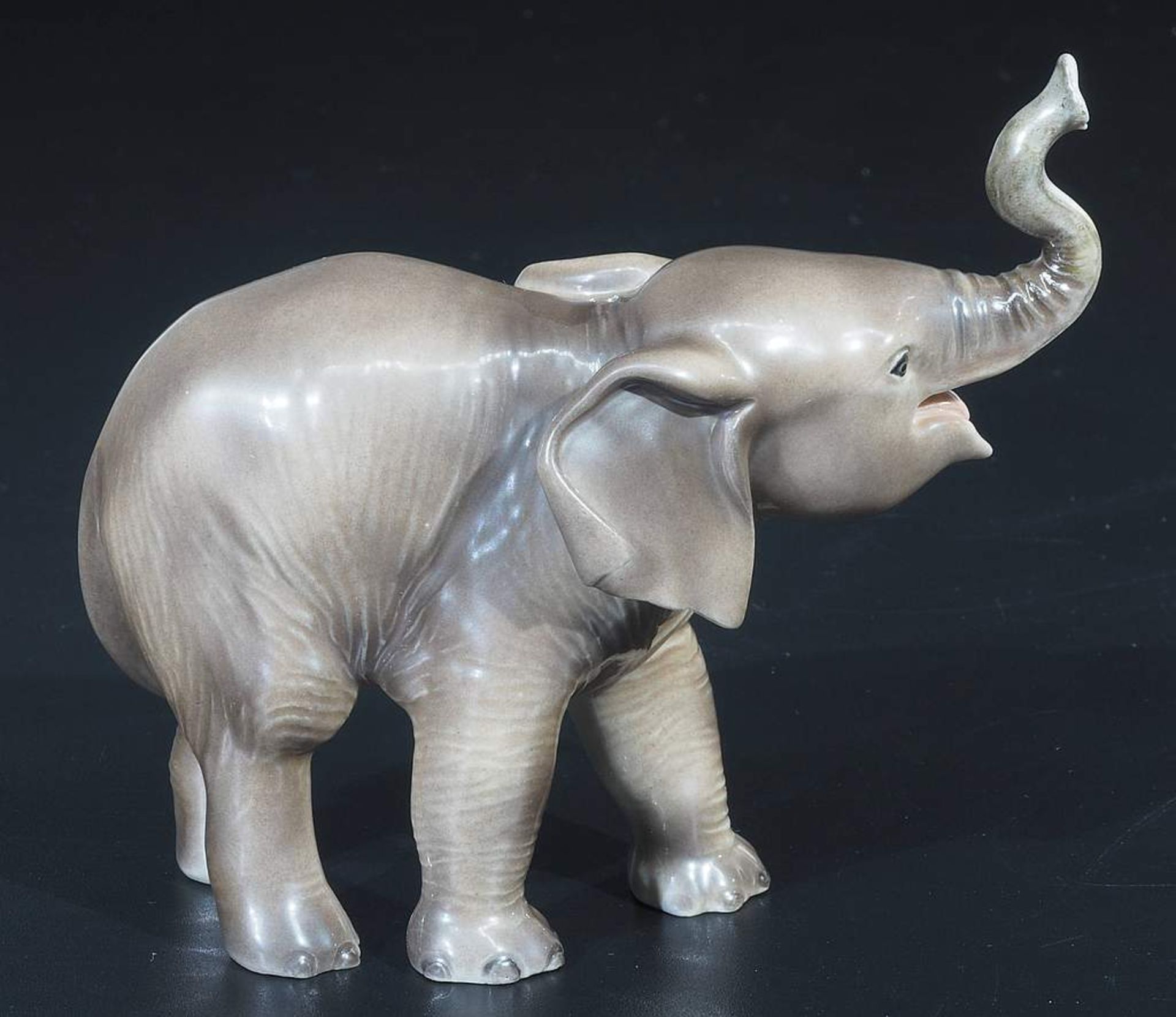 Seltene Tierfigur "Elefant, trompetend". ALLACH München. Sehr seltene Tiefigur "Elefant, - Bild 3 aus 7