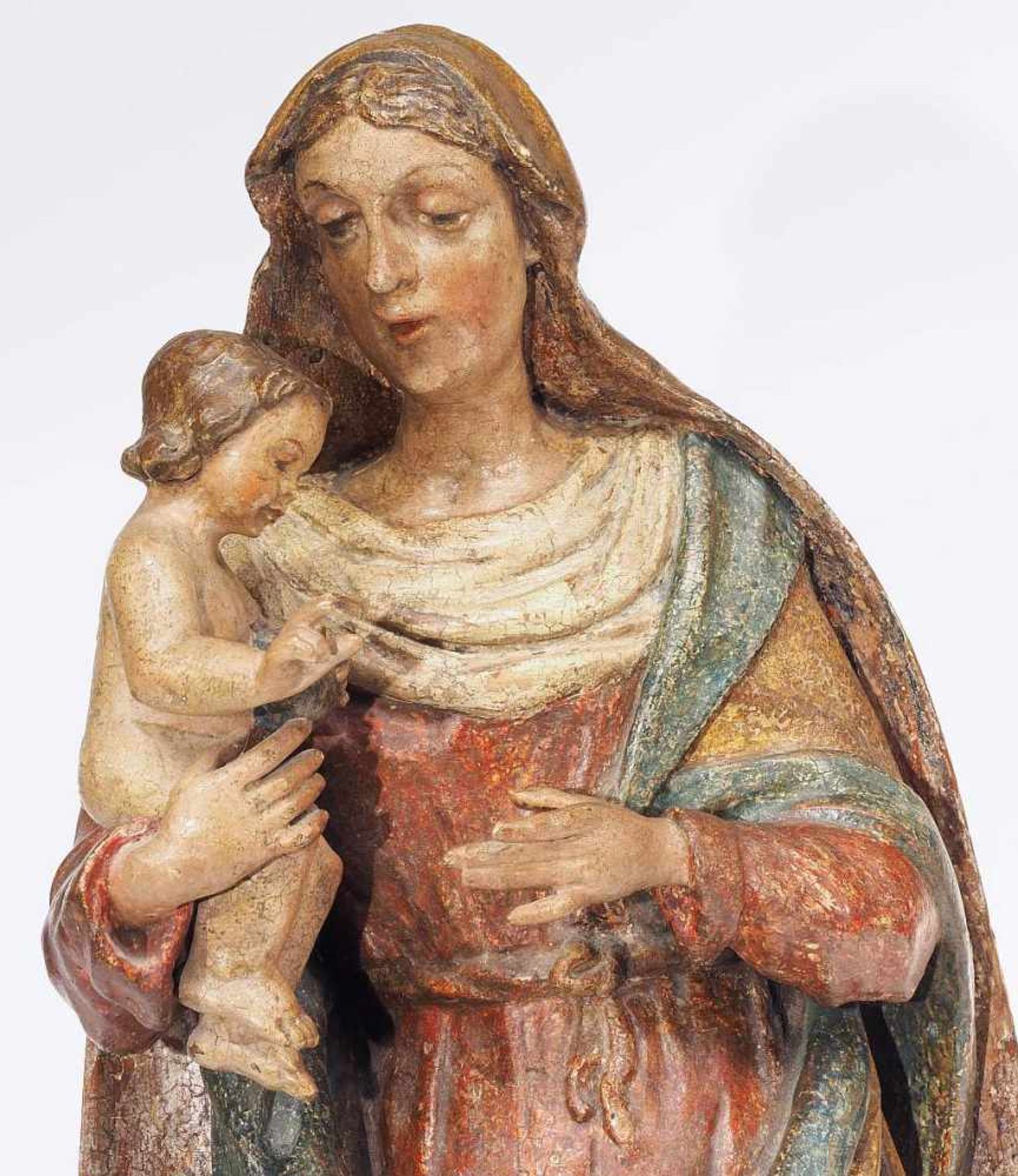 Stehende Madonna mit Kind. Stehende Madonna mit Kind. Laut vorliegender Expertise frühes 18. - Bild 6 aus 8
