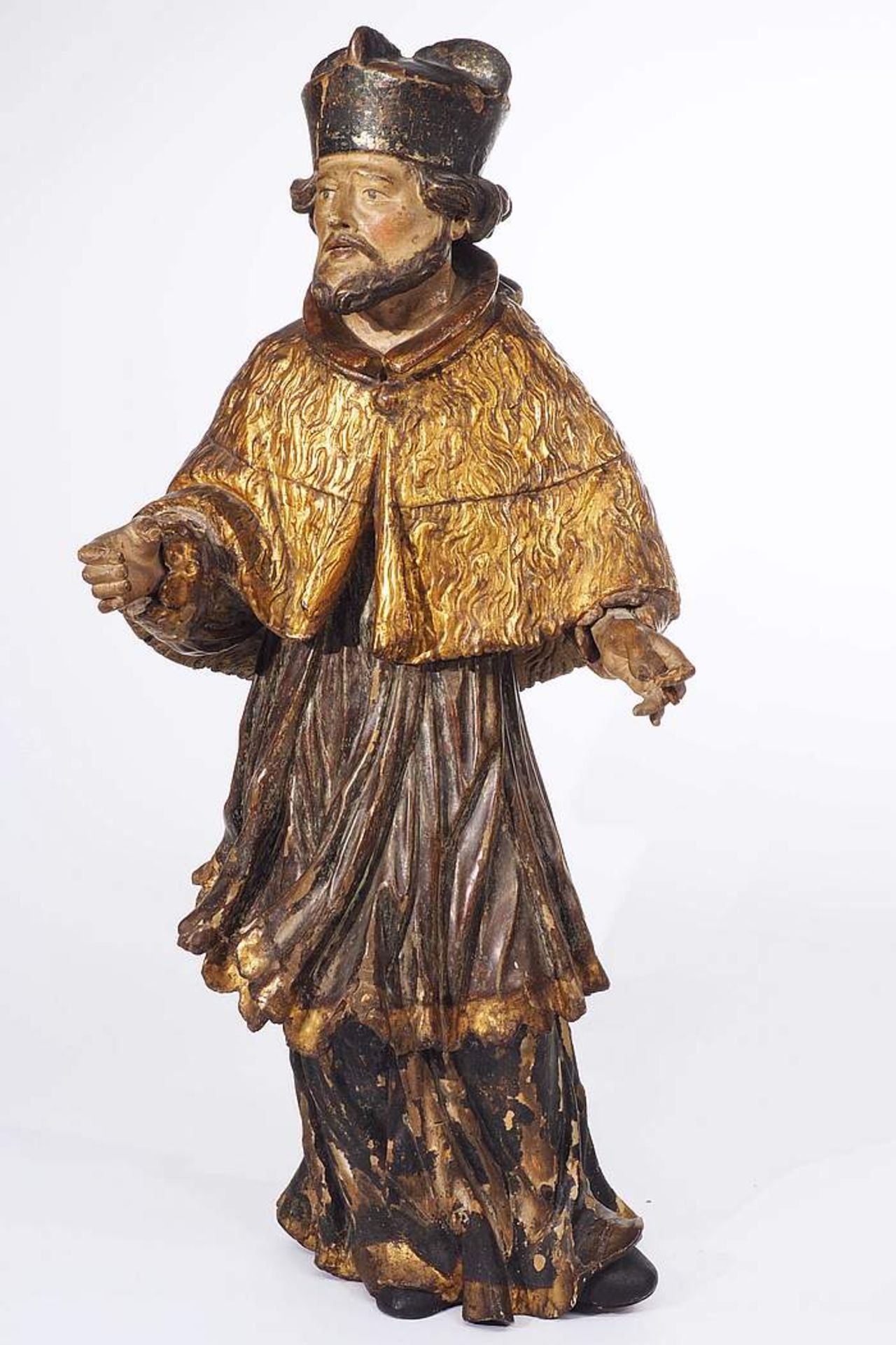 Heiliger Johannes Nepomuk. Heiliger Johannes Nepomuk. 18. Jahrhundert. Holz mit Farb- Silber- und