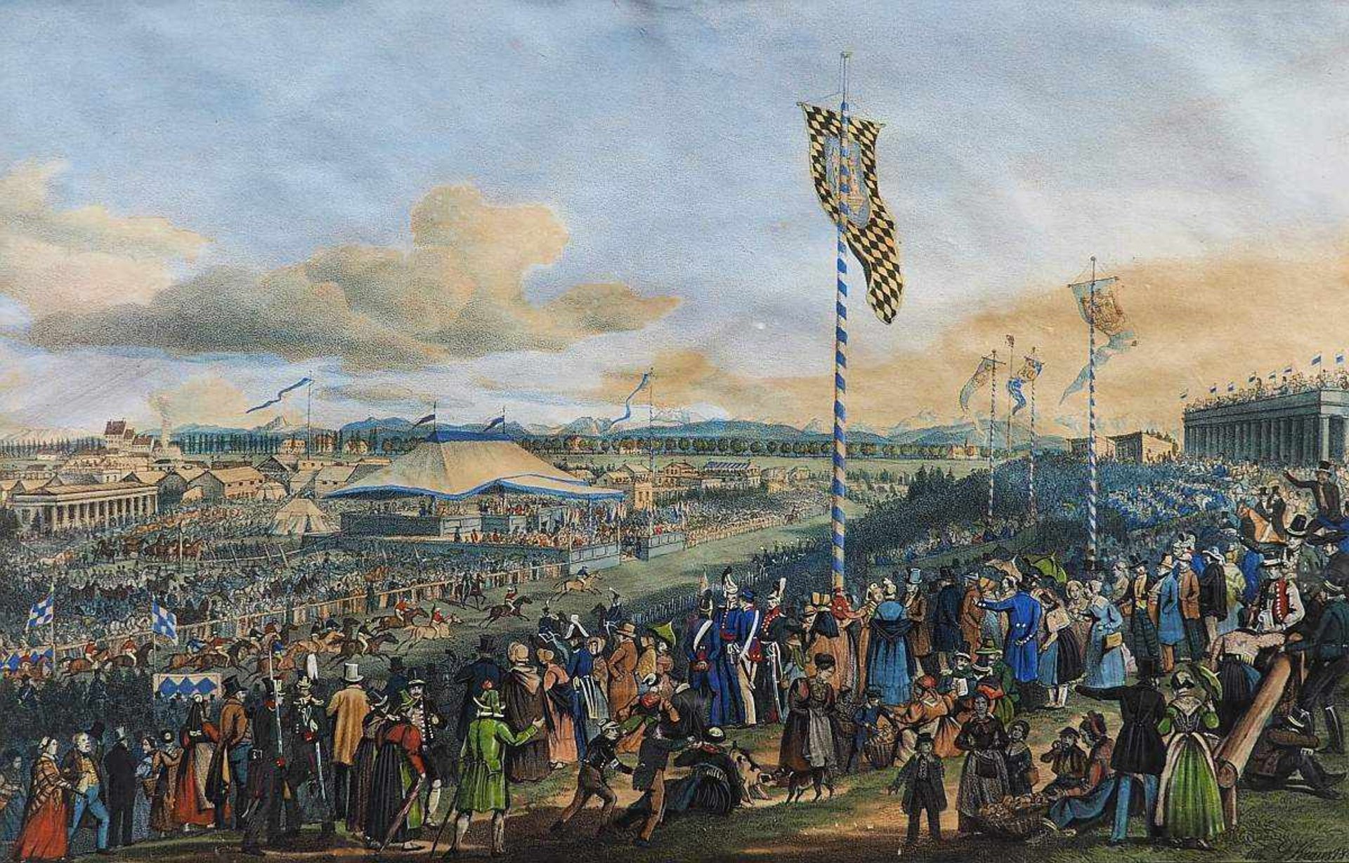 KRAUS, Gustav Wilhelm.KRAUS, Gustav Wilhelm. 1804 Passau - 1852 München. Pferde-Rennen, bei dem - Bild 2 aus 7