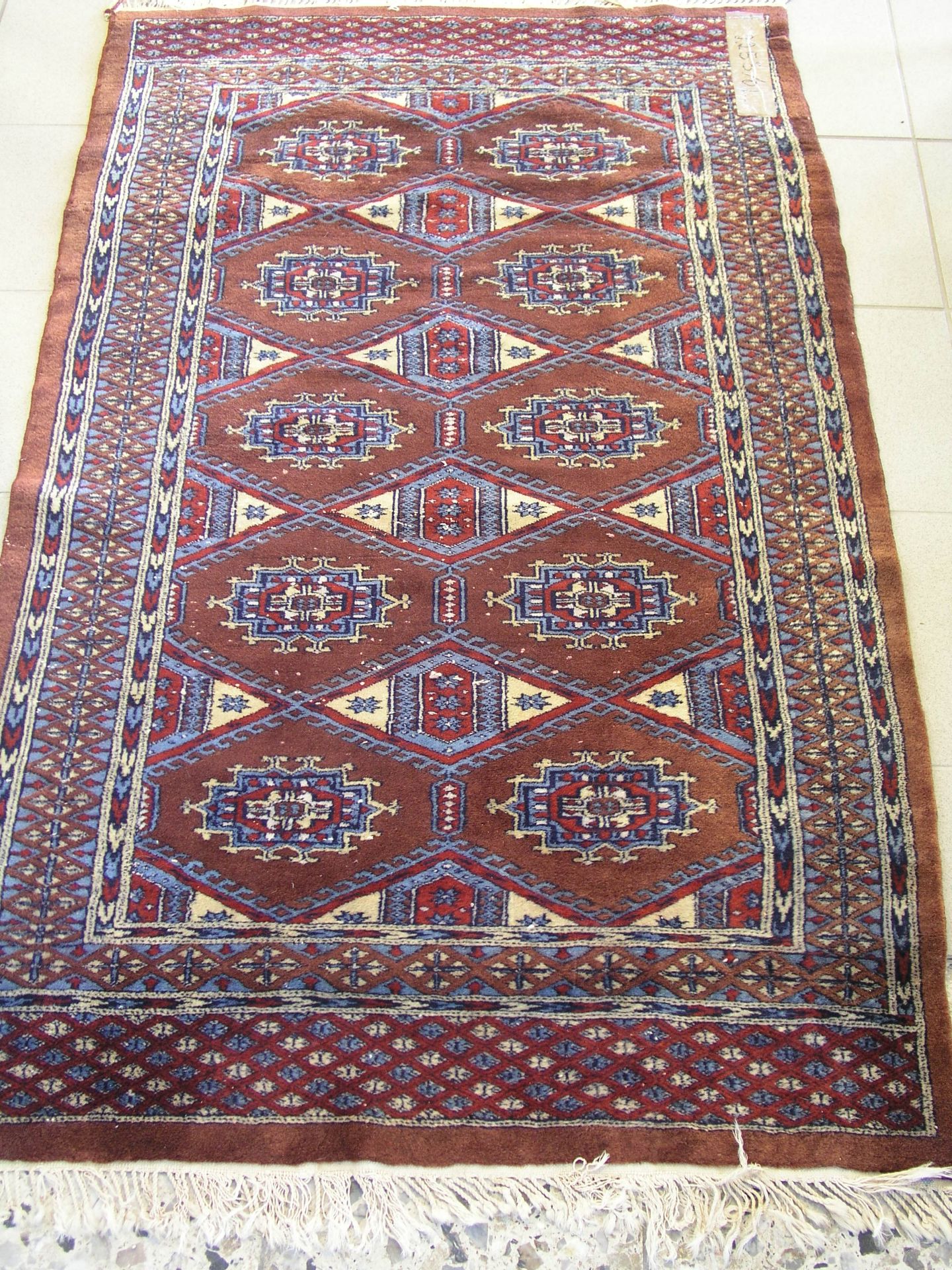 Brücke. Orient. Pakistan. Braun-, beige-, blau-grundig, ca. 154 x 89cm; gebraucht.