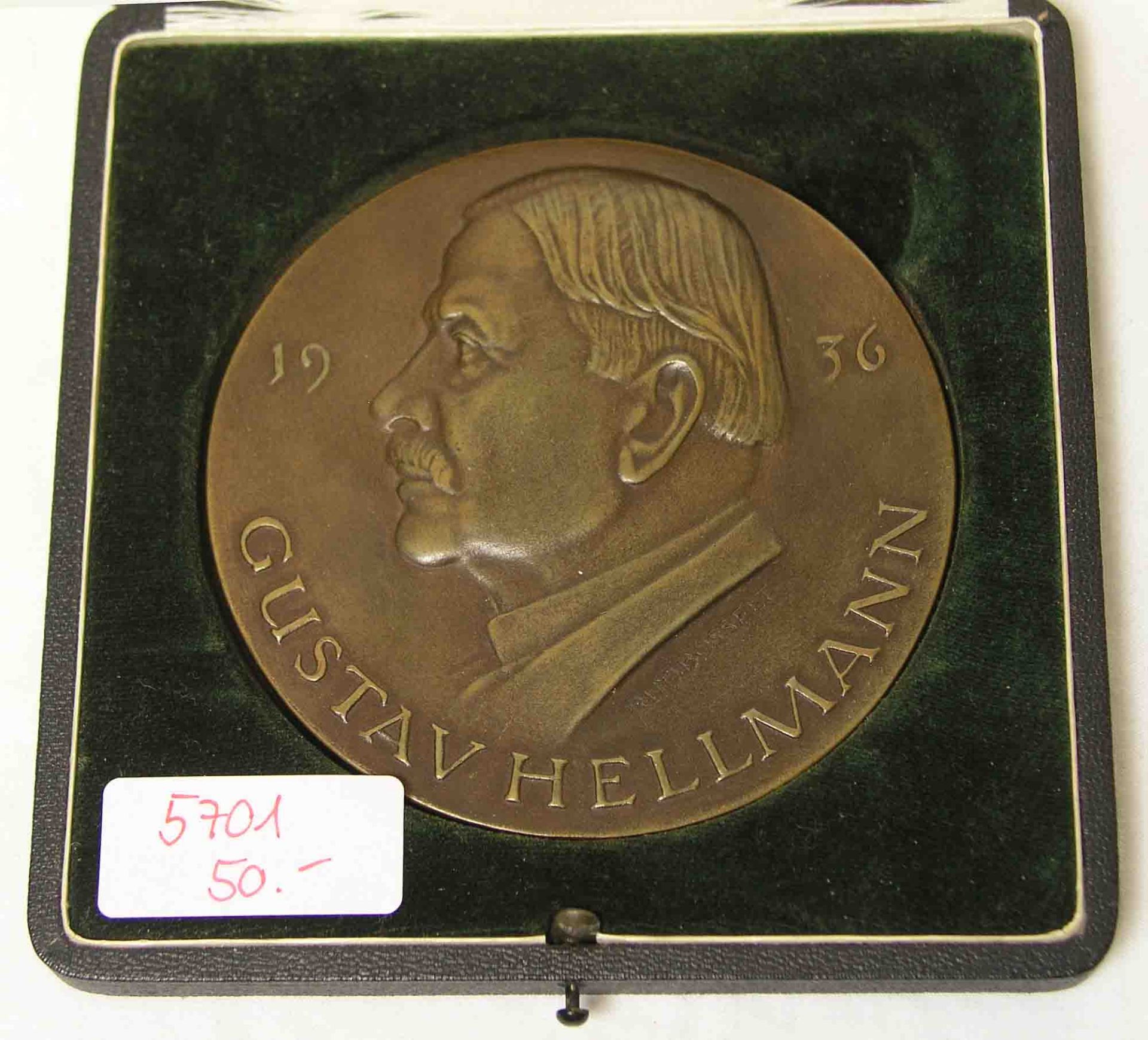 III. Reich: Gustav Hellmann Medaille. 1936, von Rudolf Bosselt, verliehen für Verdiensteum den