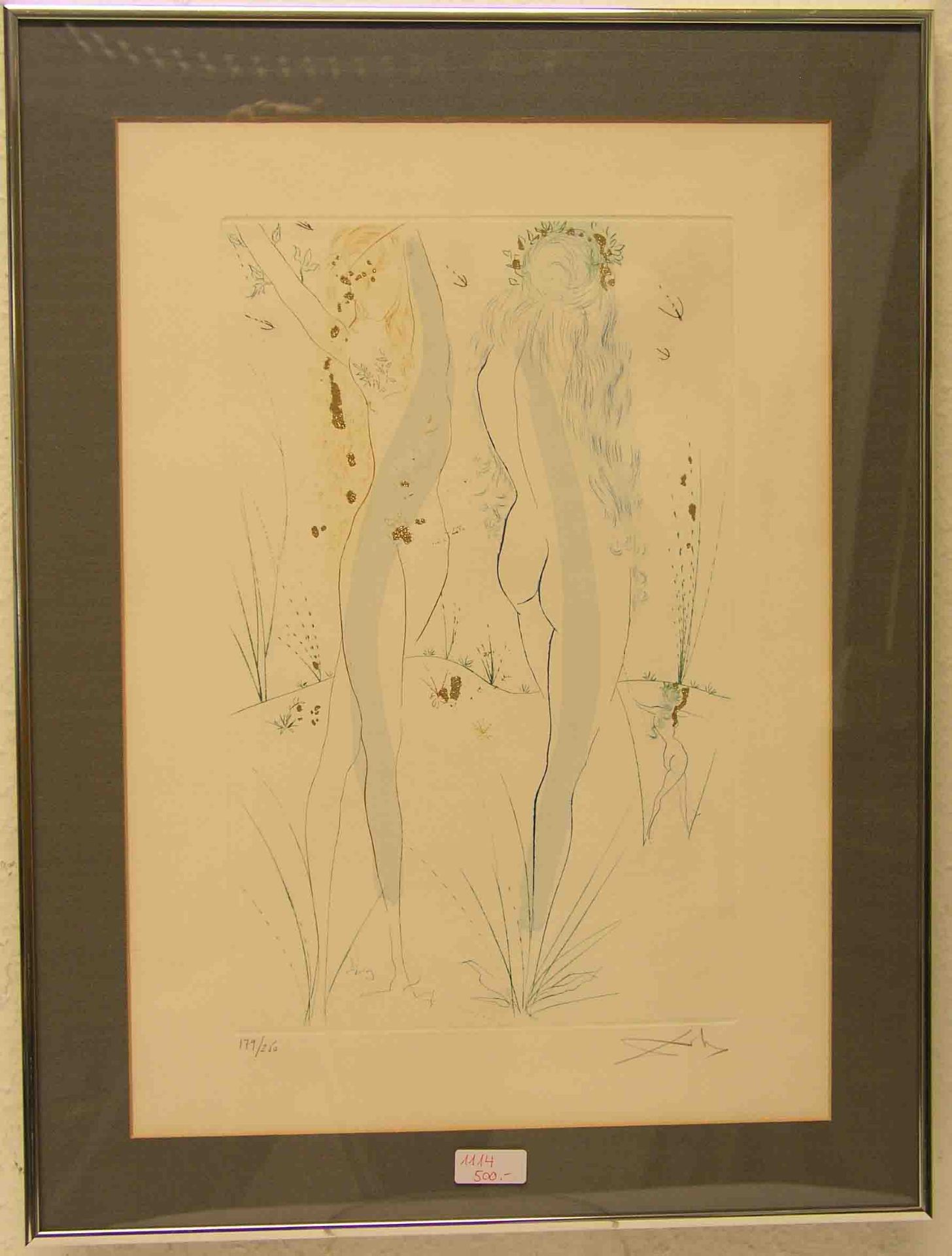 Dali, Salvador (1904 - Figueres - 1989): "Sans titre". Frauenakte. Original-Farbradierung,