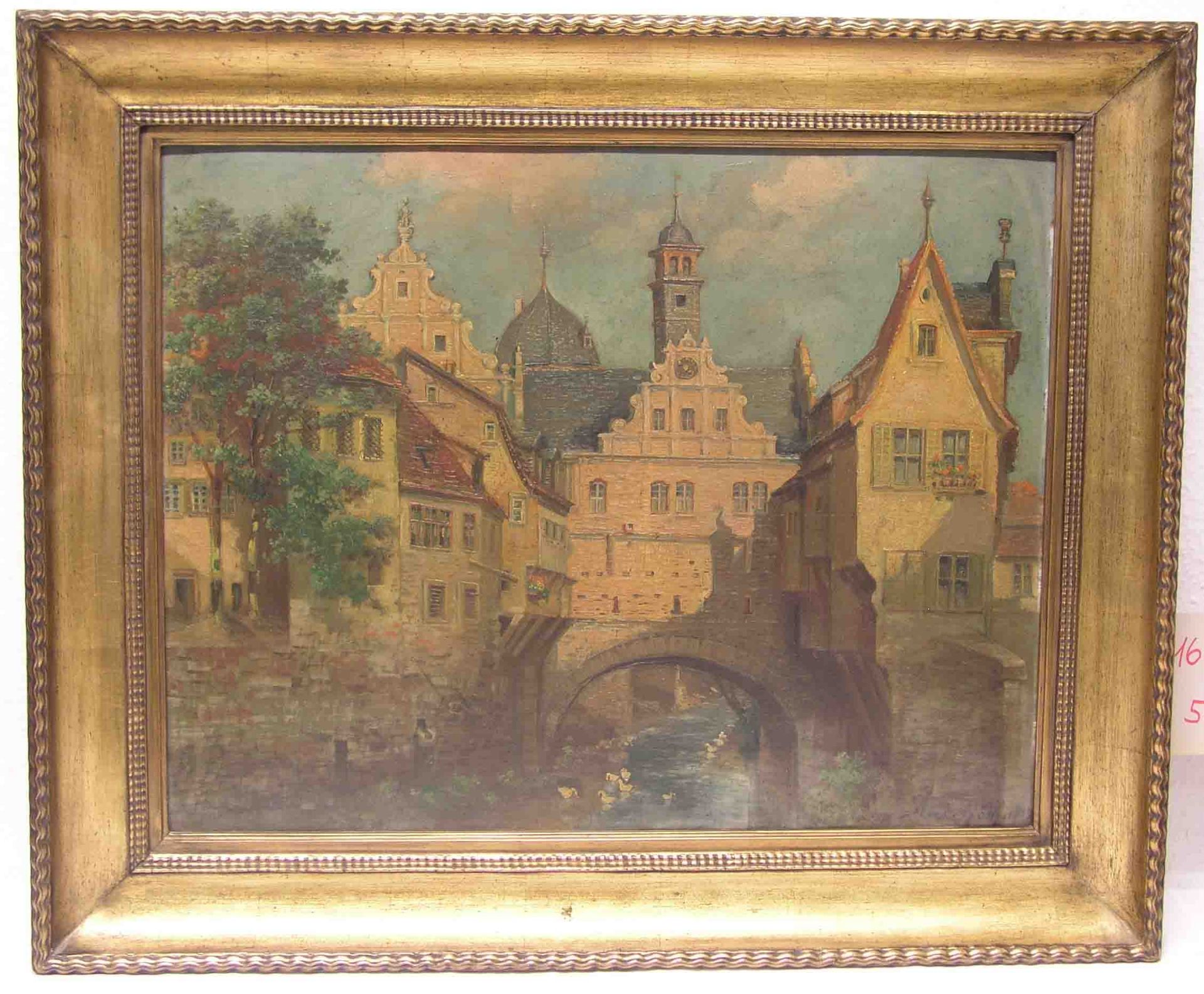 Roth, Andr.: "Alte Stadtansicht". Öl/Platte, signiert, 45 x 59cm, Rahmen.