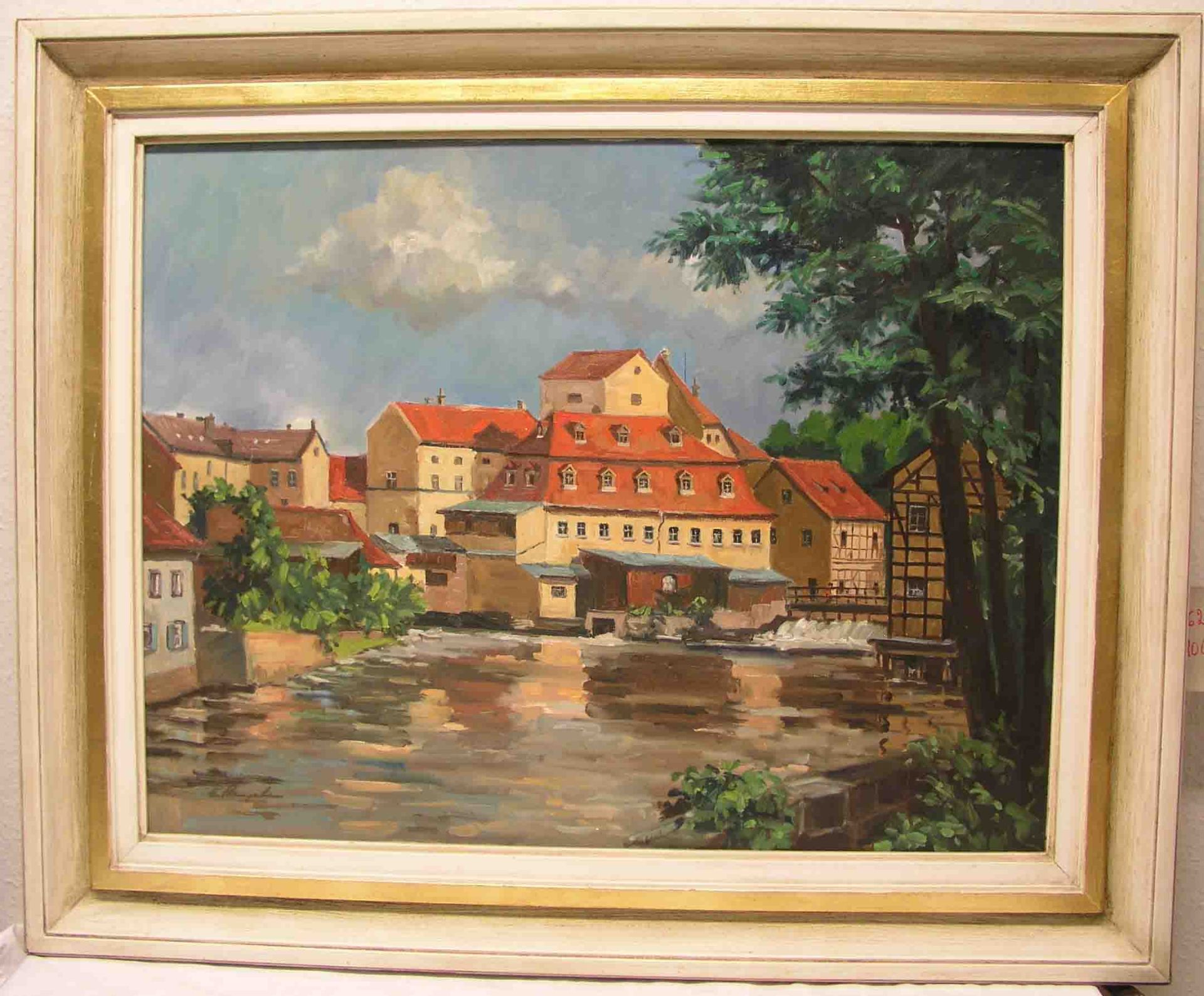 Bamberg: "Schwalben-Mühle". Öl/Lwd.,unleserlich signiert,64 x 83cm, Rahmen.