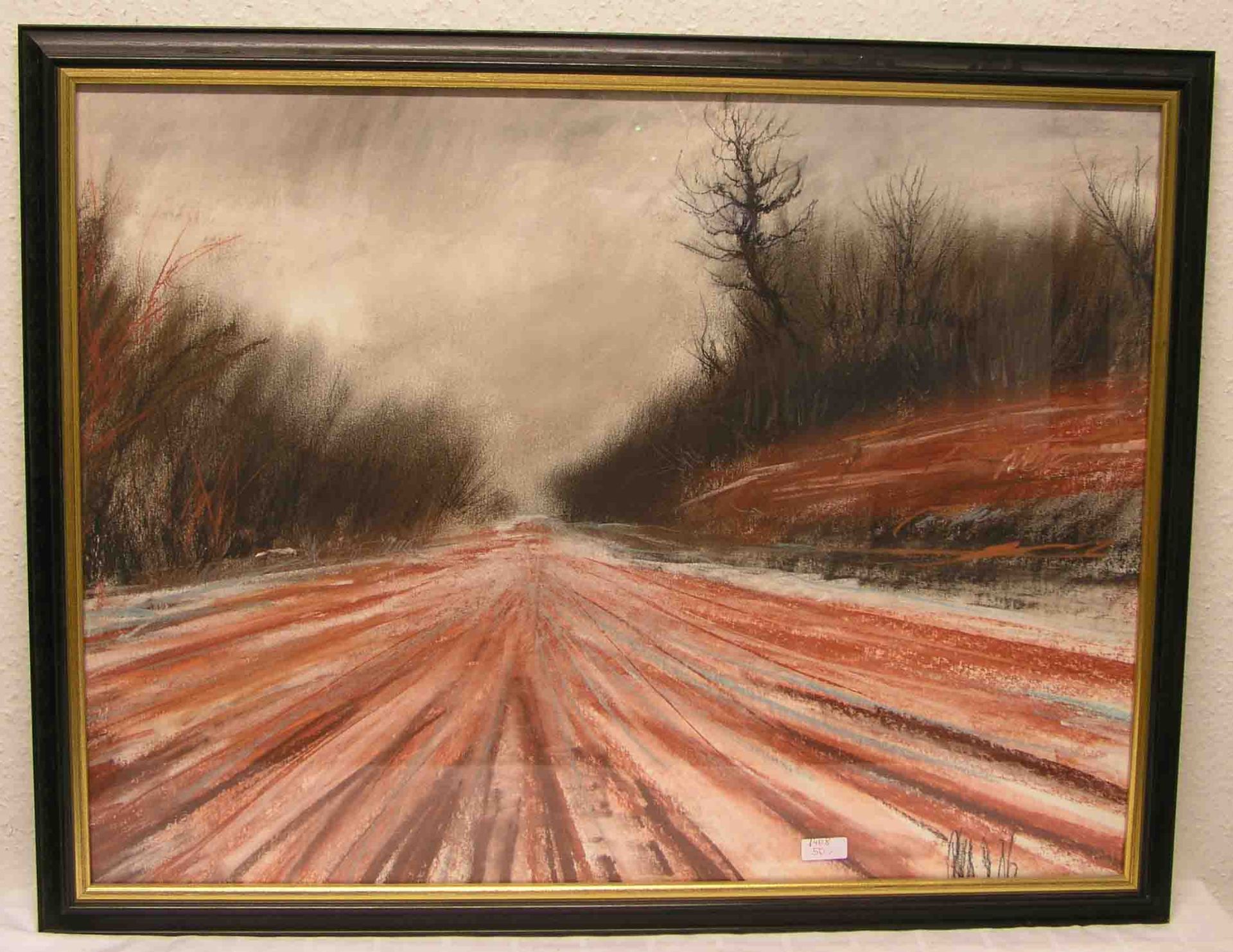 Klesse, Reinhard (geb. 1932): "Rötlicher Weg". Pastell, signiert, 59 x 79cm, Rahmen mitGlas.