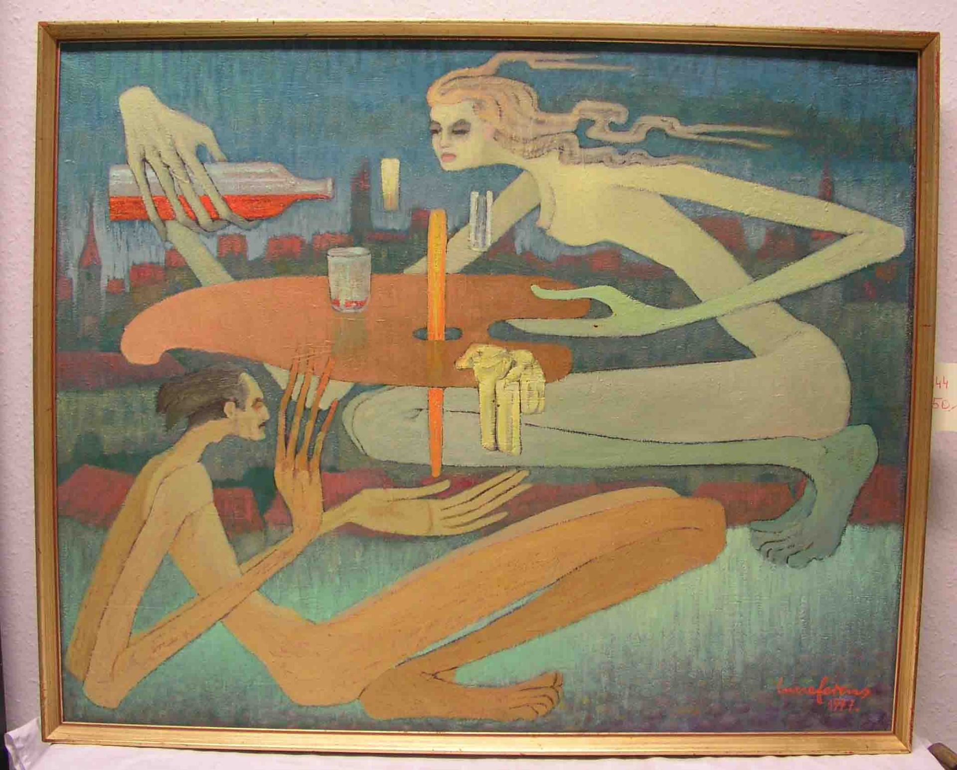 Incze Ferenc, ungarischer Maler (1910 - 1988): "Der Maler und die Muse". Öl/Lwd.,signiert, 1977.