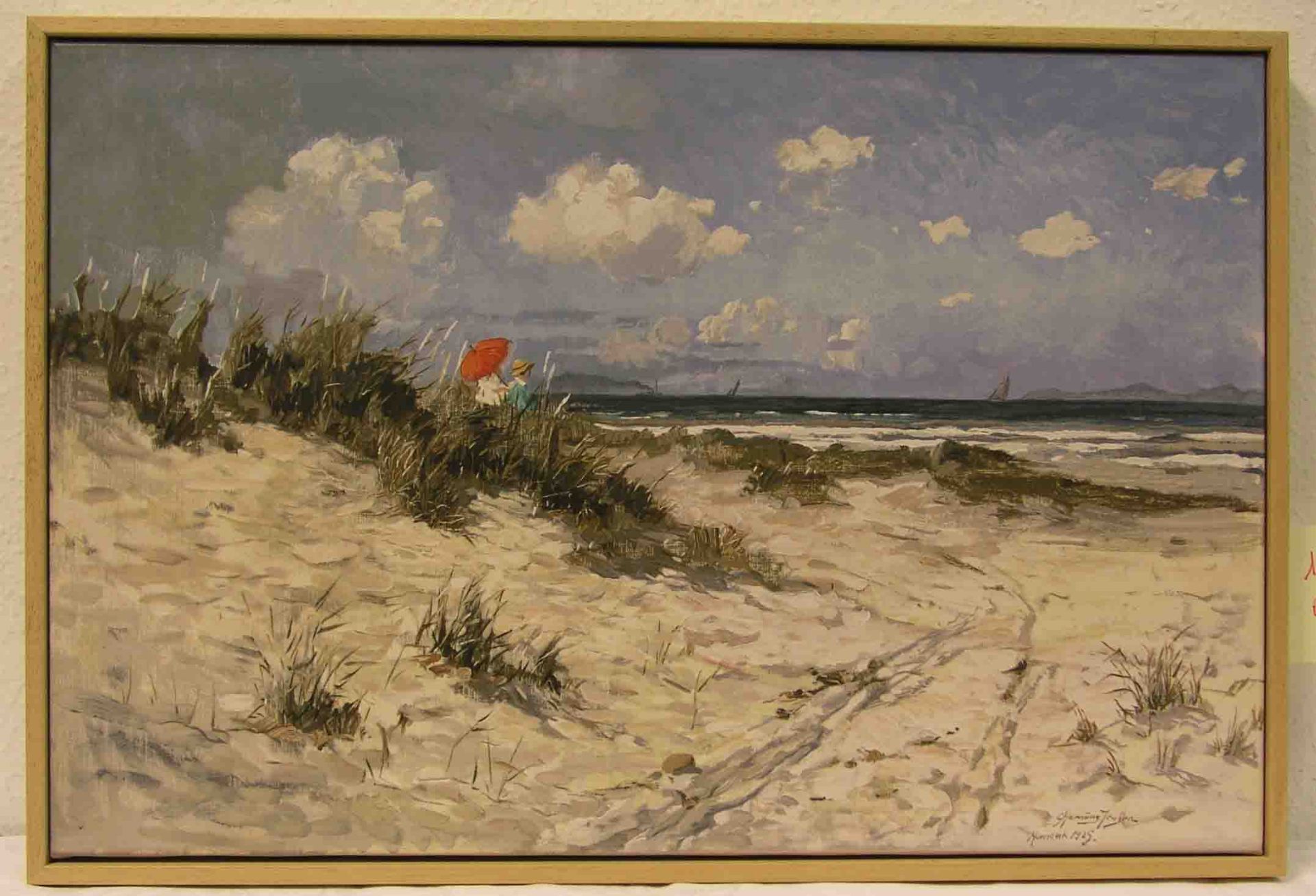 Carlo Hornung-Jensen: "Am Strand von Hornbach". Original Dietz-Replikat auf Lwd., 170/950,37 x 58cm,