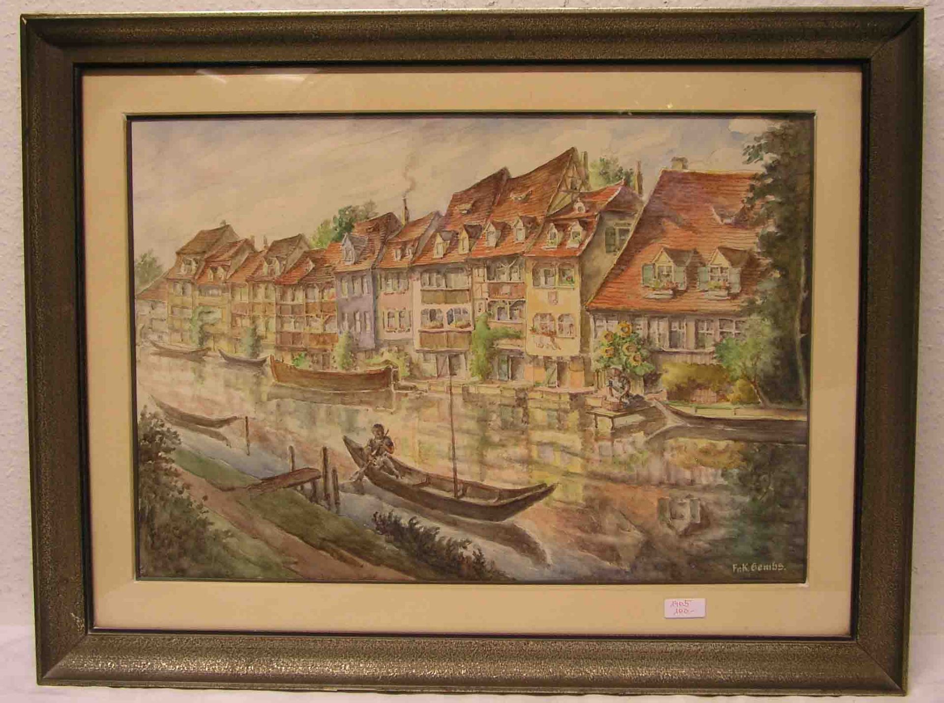 Gembs, Karl (Bamberger Maler 1929 - 1974): "Bamberg. Klein Venedig". Aquarell, signiert,40 x 59cm,