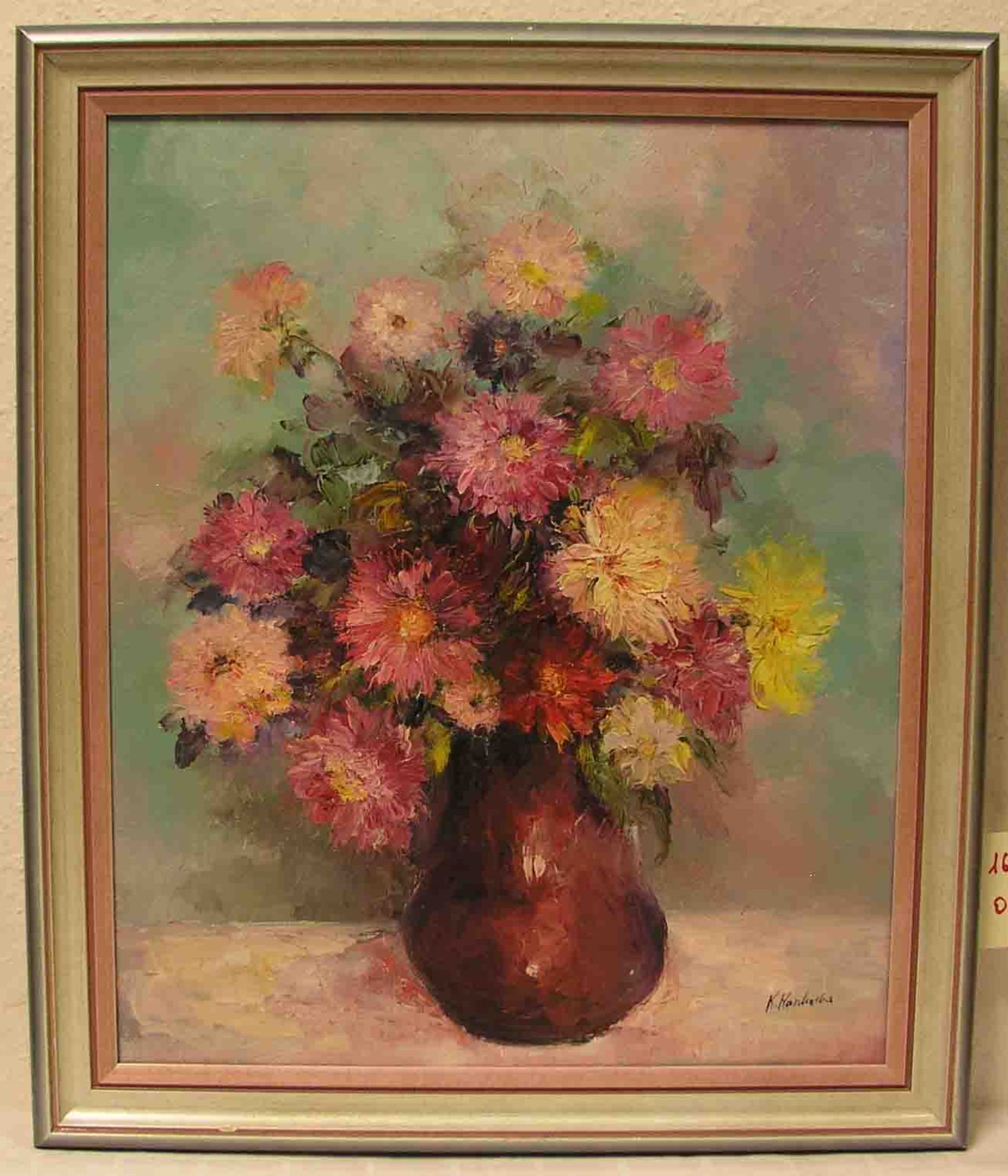 Wasilewska: "Blumenstillleben". Öl/Lwd., signiert, 58 x 48cm, Rahmen.