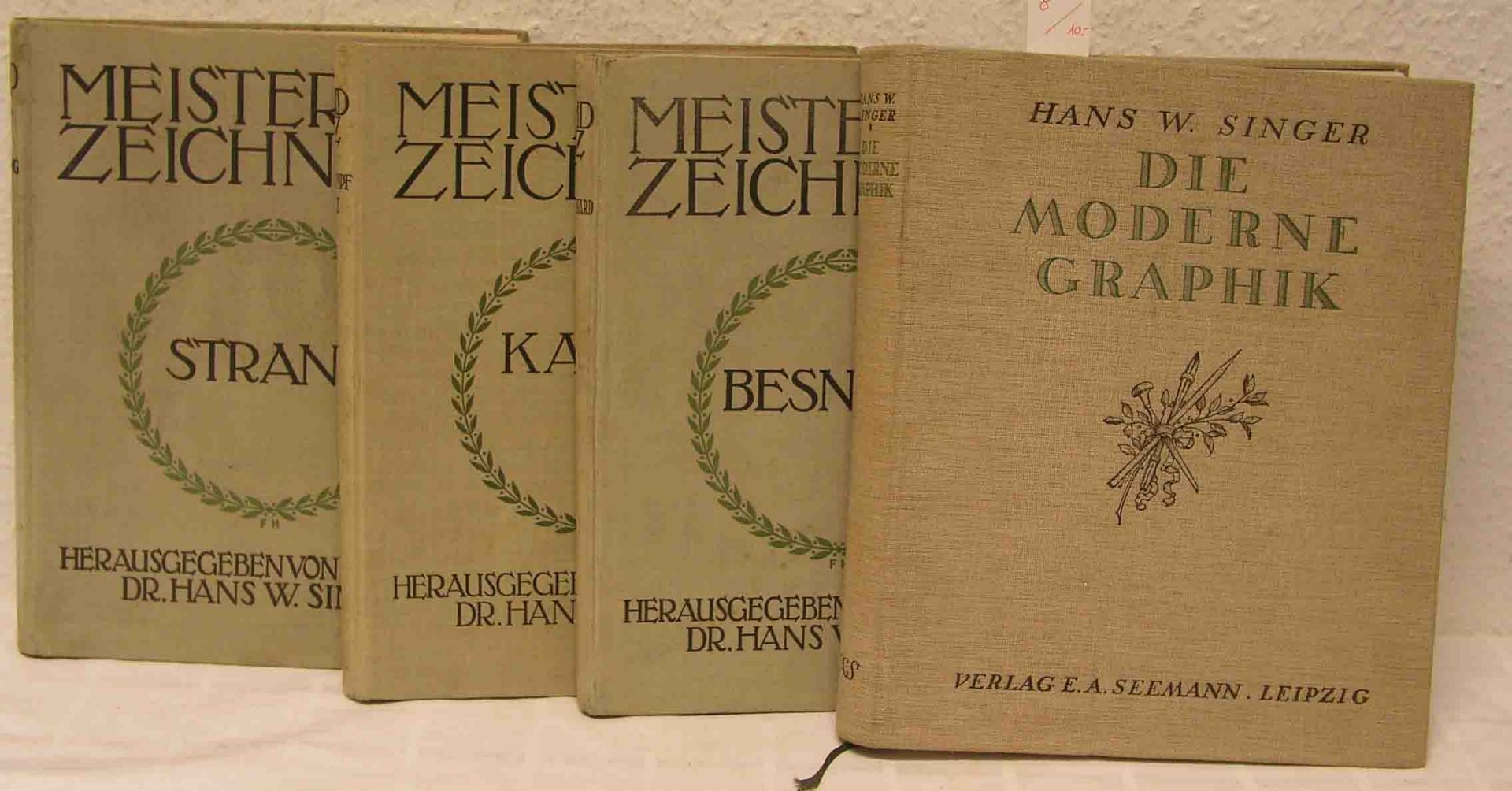 Kunst. Vier Bücher. Dabei: drei Bände "Meister der Zeichnung", "William Strang", "AlbertBesnard" und