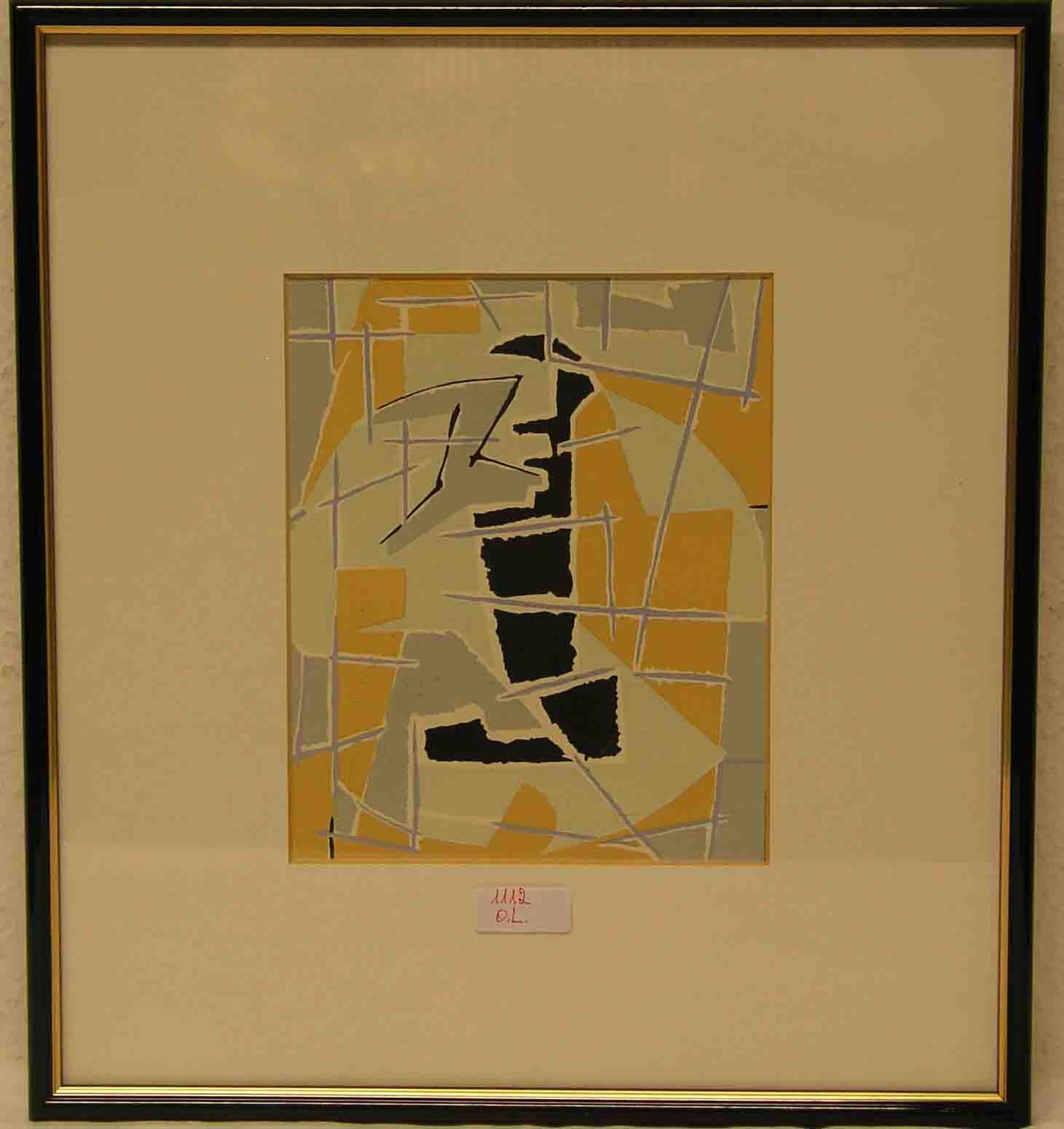 Deyrolle Jean: "Abstrakte Komposition". Farblithografie, 22 x 17cm. Rahmen mit Glas.