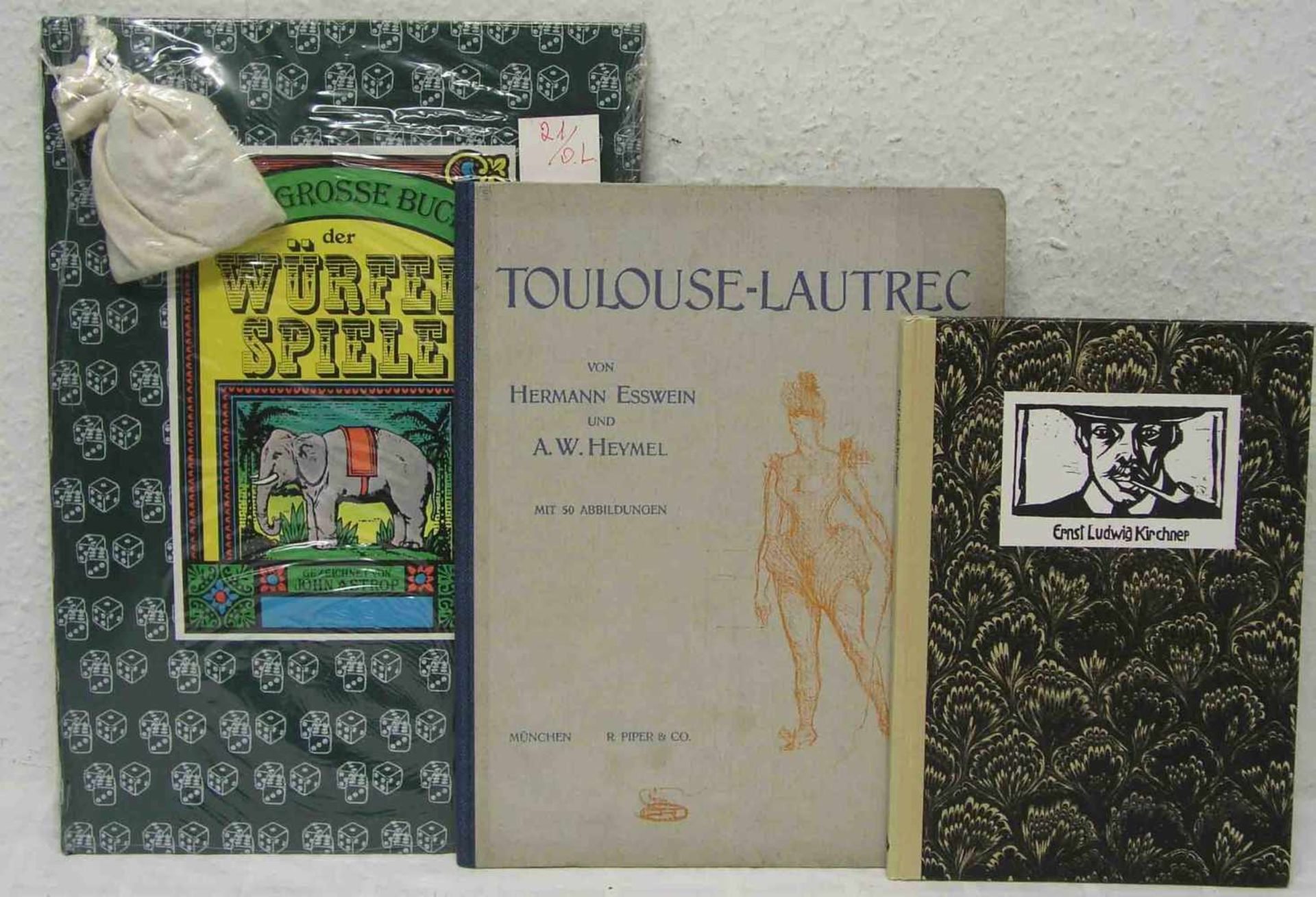 Drei Bücher. Dabei: Esswein und Heymel: "Toulouse - Lautrec". Müchen, Piper Verlag, 1912.