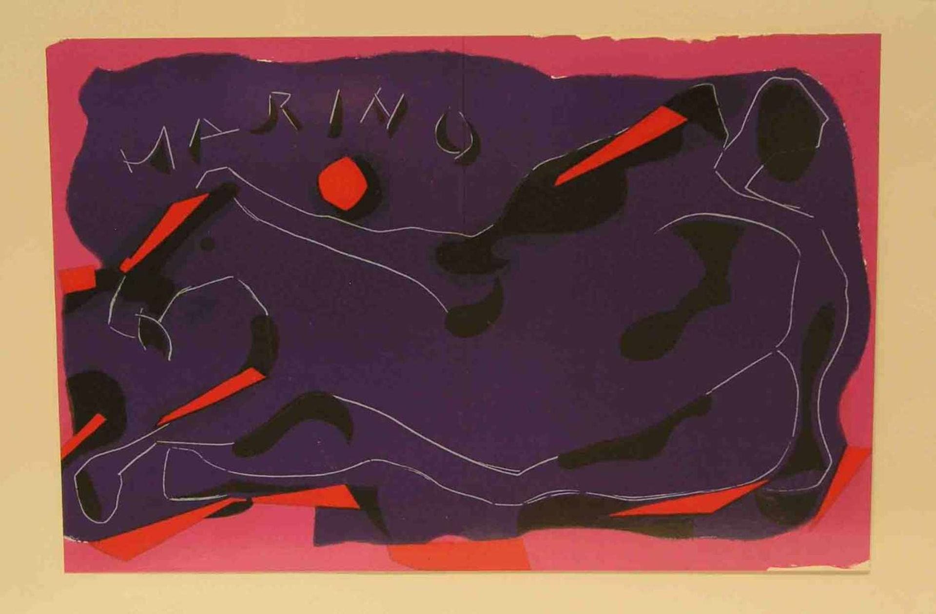 Marino Marini (1901 - 1980): "Moderne Komposition". Farblithographie, im Stein signiert,30 x 47cm,