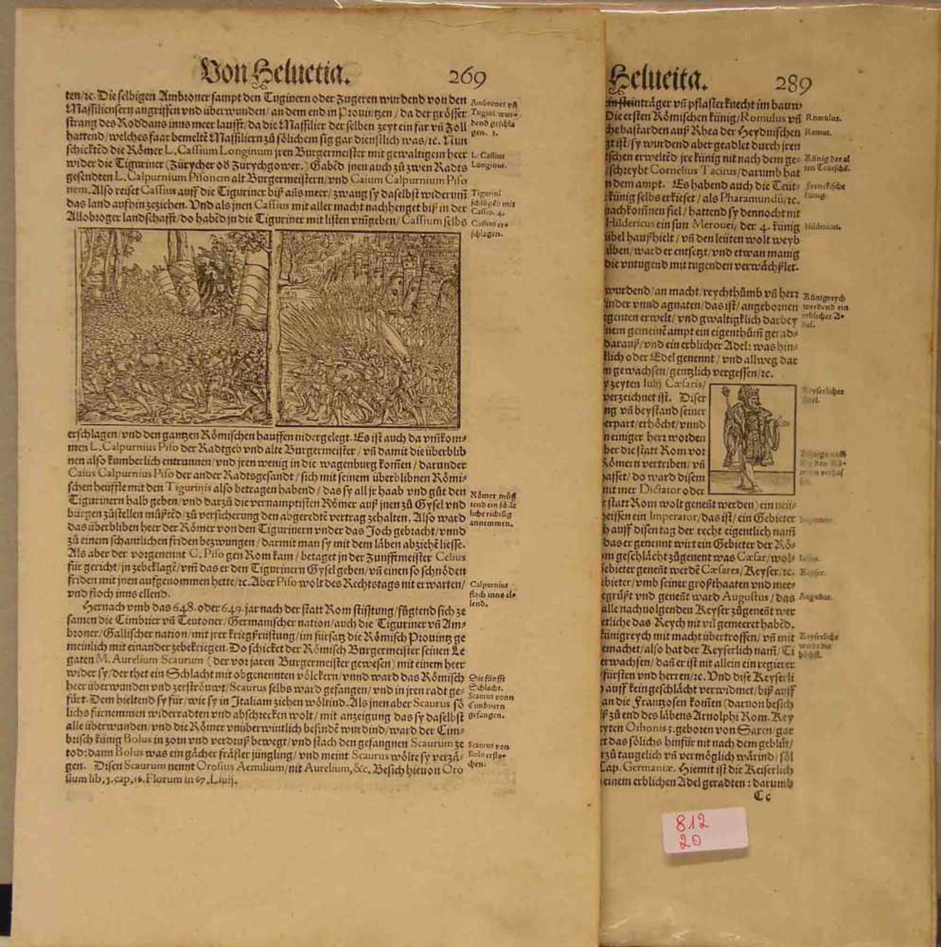 Helvetia, Sebastian Münster aus Cosmographia um 1580. 14 Blatt mit insgesamt über 60Holzschnitten.