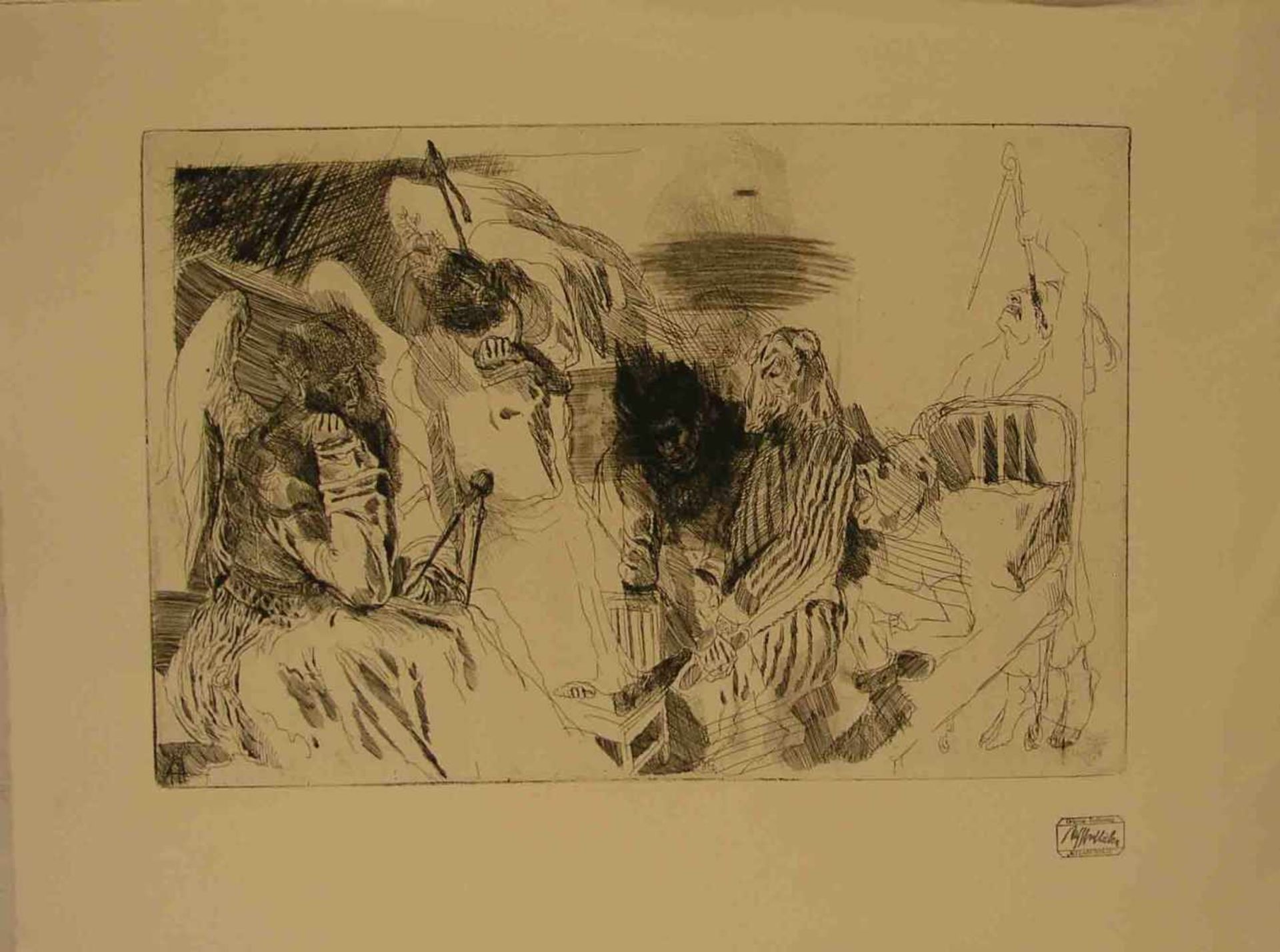 Hrdlicka, Alfred (1928 - Wien - 2009): "Melancholie". Radierung, Stempelsignatur, 33 x49cm.