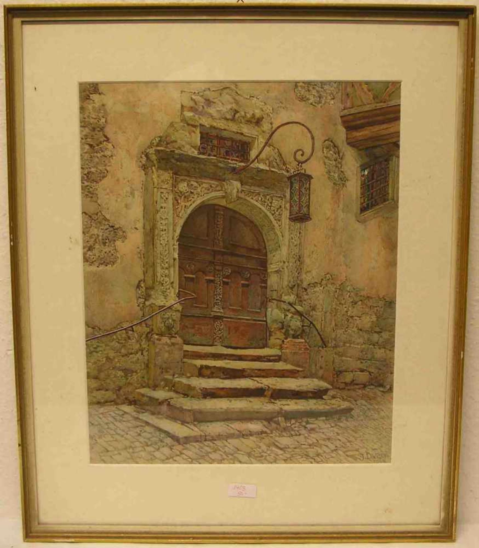 Durst, J.: "Rothenburger Tor". Aquarell, signiert, datiert 1949. 48 x 39cm, Rahmen mitGlas.