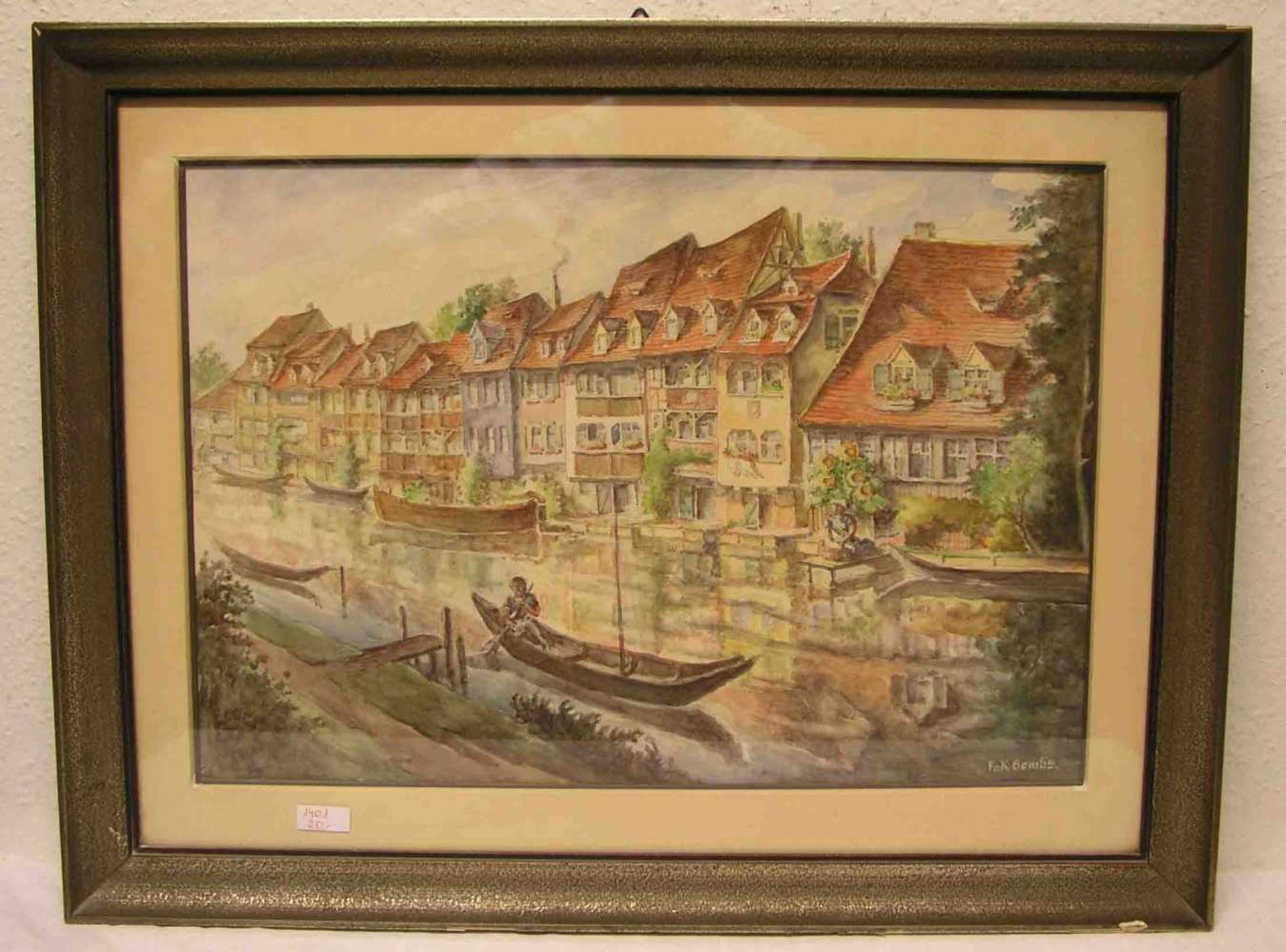 Gembs, Karl (Bamberger Maler 1929 - 1974): "Bamberg. Klein Venedig". Aquarell, signiert,40 x 59cm,