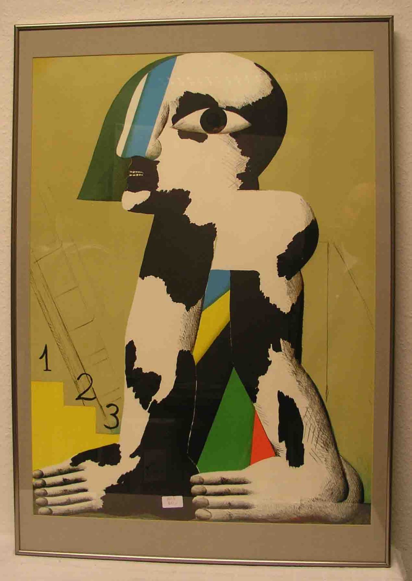 Horst Antes: "Olympia Plakat". Farblithografie, 86 x 62cm, Wechselrahmen.- - -20.17 % buyer's