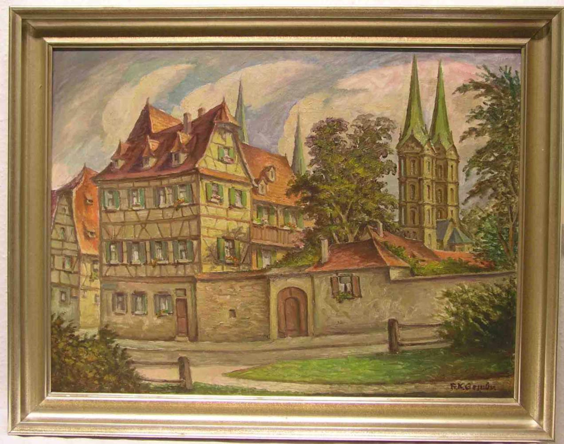 Gembs, Karl (1896 - 1963), Bamberger Maler: "Bamberg, am Domberg". Öl/Lwd., signiert,rückseitig