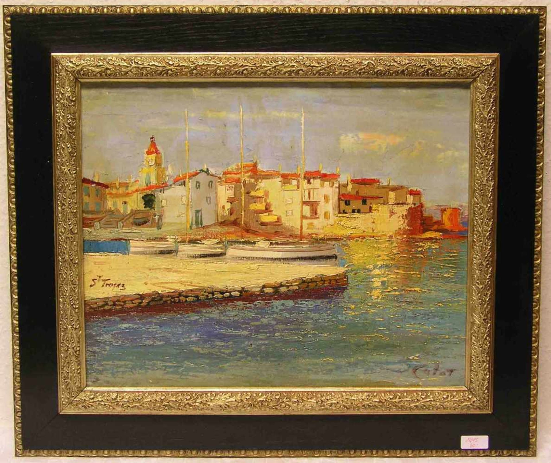 "Saint Tropez". Öl/Lwd., unleserlich signiert, 40 x 50cm, Rahmen.- - -20.17 % buyer's premium on the