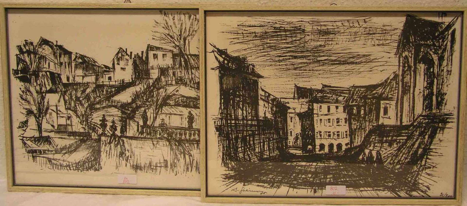 Greiner, Anton (1914 - 2007) zwei Lithographien: "Bamberg - Unterer Kaulberg" und"Concordia - vom