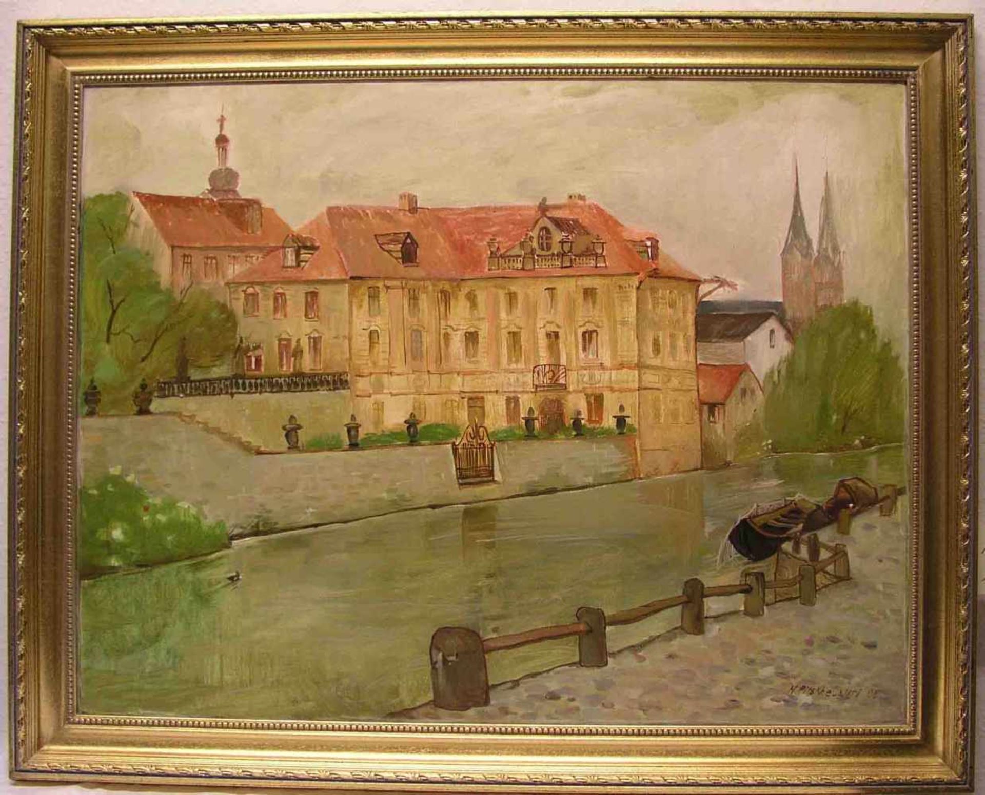 Pitskhelauri, M.: "Bamberg - An der Concordia". Öl/Lwd., signiert, 70 x 90cm, Rahmen.- - -20.17 %