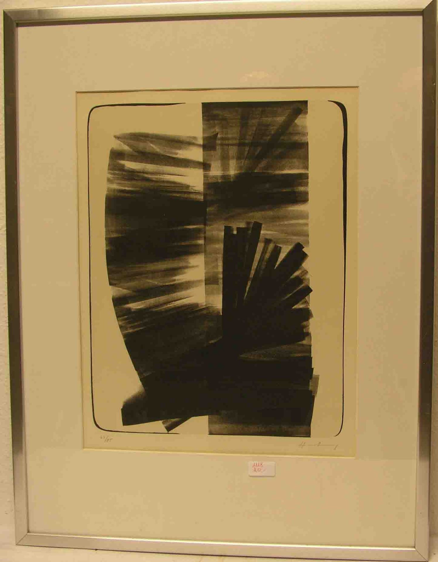 Hartung, Hans (1904 - 1989): "Ohne Titel". Lithografie, signiert, 67 x 85cm, 47 x 36cm,Rahmen mit