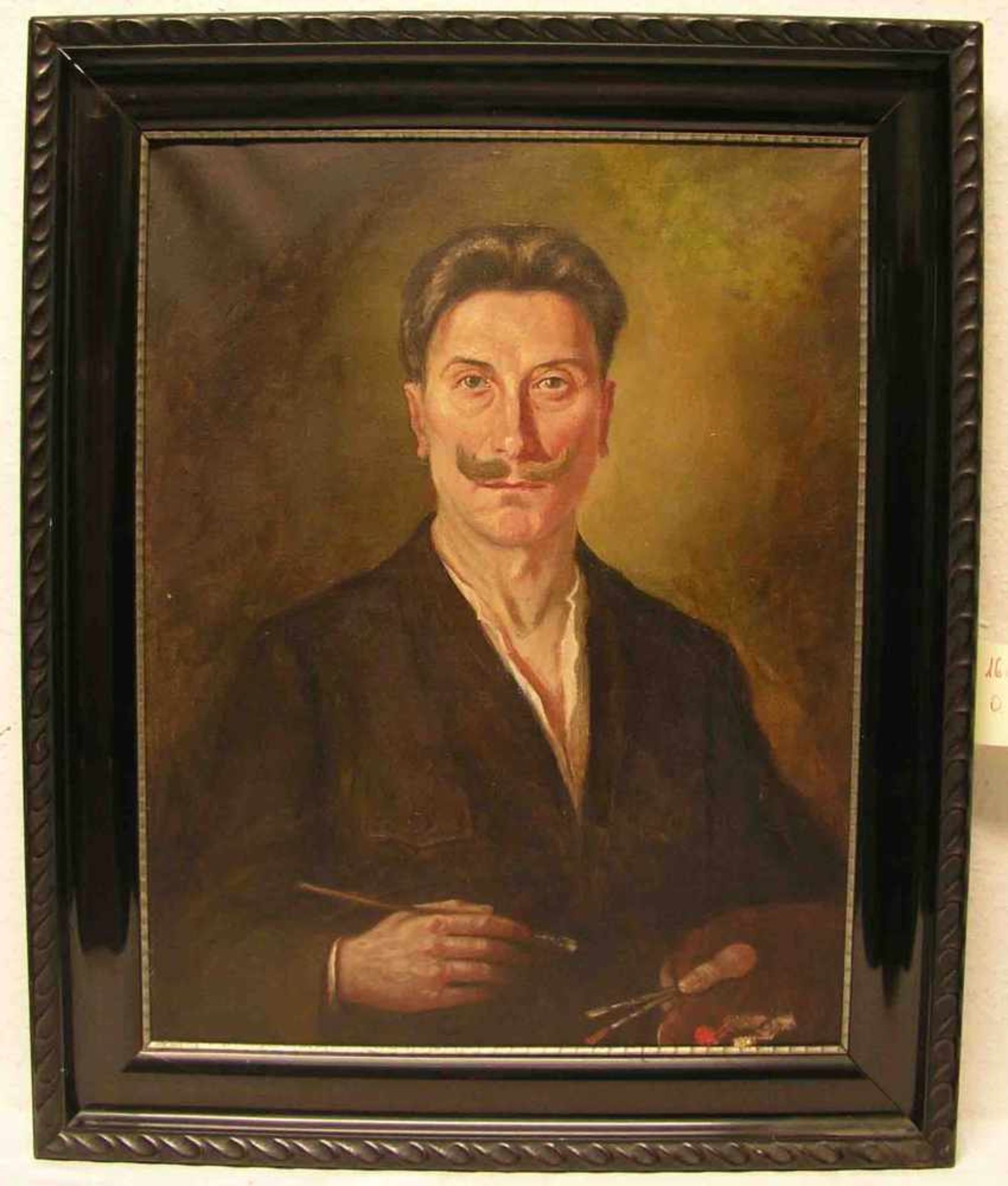 Selbstportrait des Malers Julius Schmitt, Bamberg. Öl/Lwd. 68 x 52cm, Rahmen.- - -20.17 % buyer's