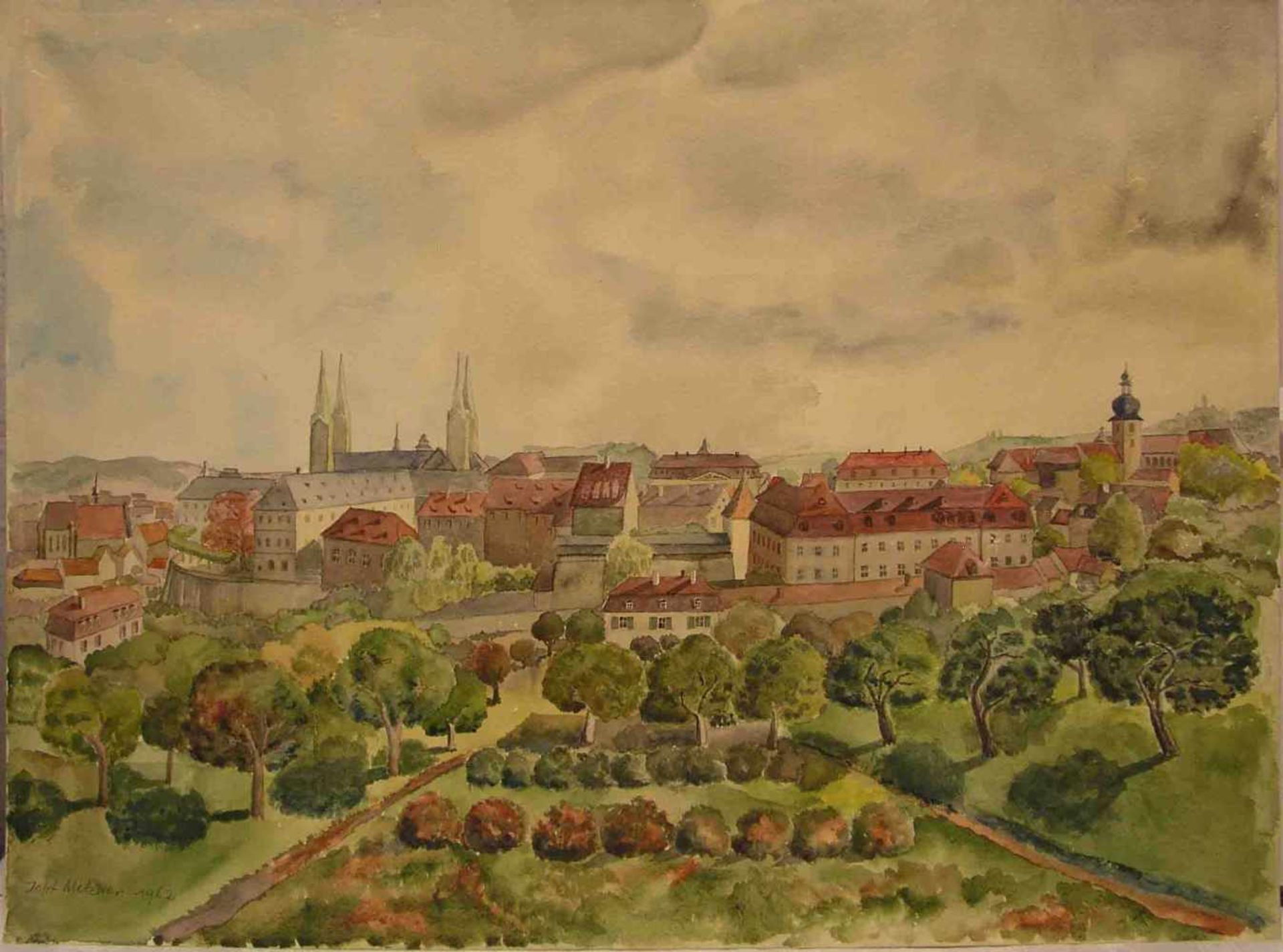 Metzner, Josef (1913 - 1999). Bamberger Maler und Buchbinder : "Bamberg - Blick vomMichaelsberg".