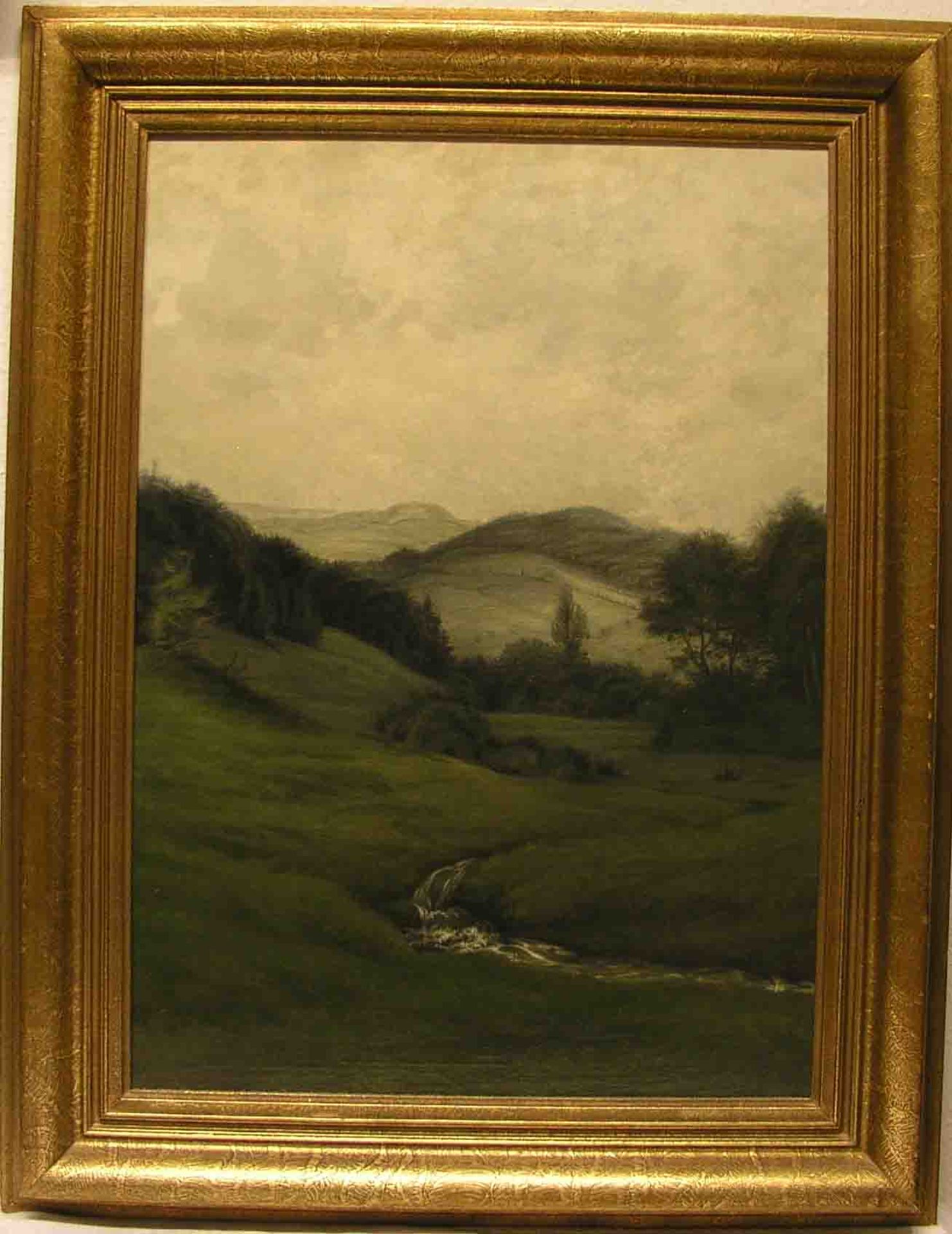 Unbekannt, um 1930: "Hügelige Landschaft". Öl/Lwd., 83 x 59cm, Rahmen.- - -20.17 % buyer's premium