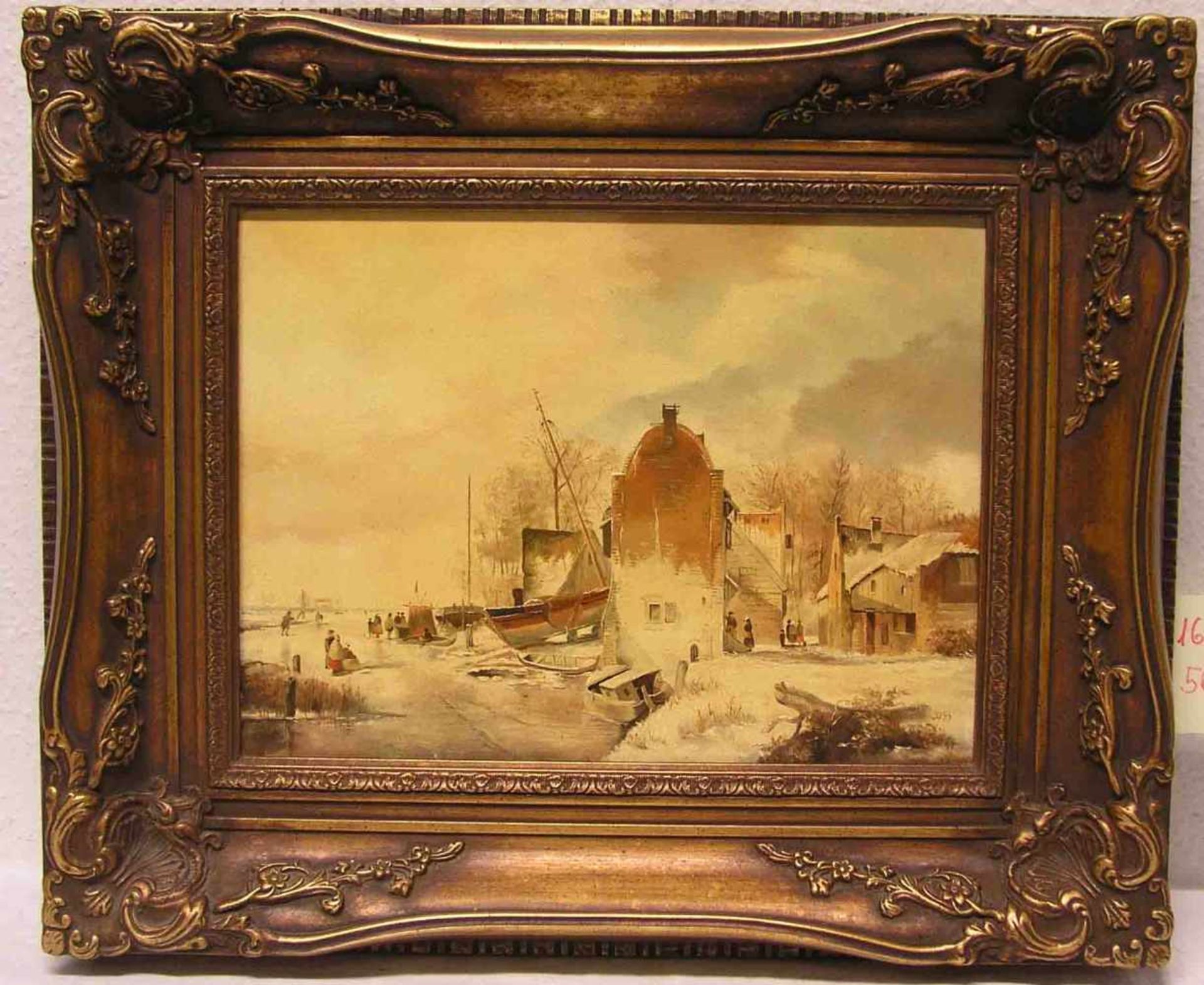 Joss: "Holländische Landschaft". Öl/Lwd., signiert, 29 x 39cm, Rahmen.- - -20.17 % buyer's premium