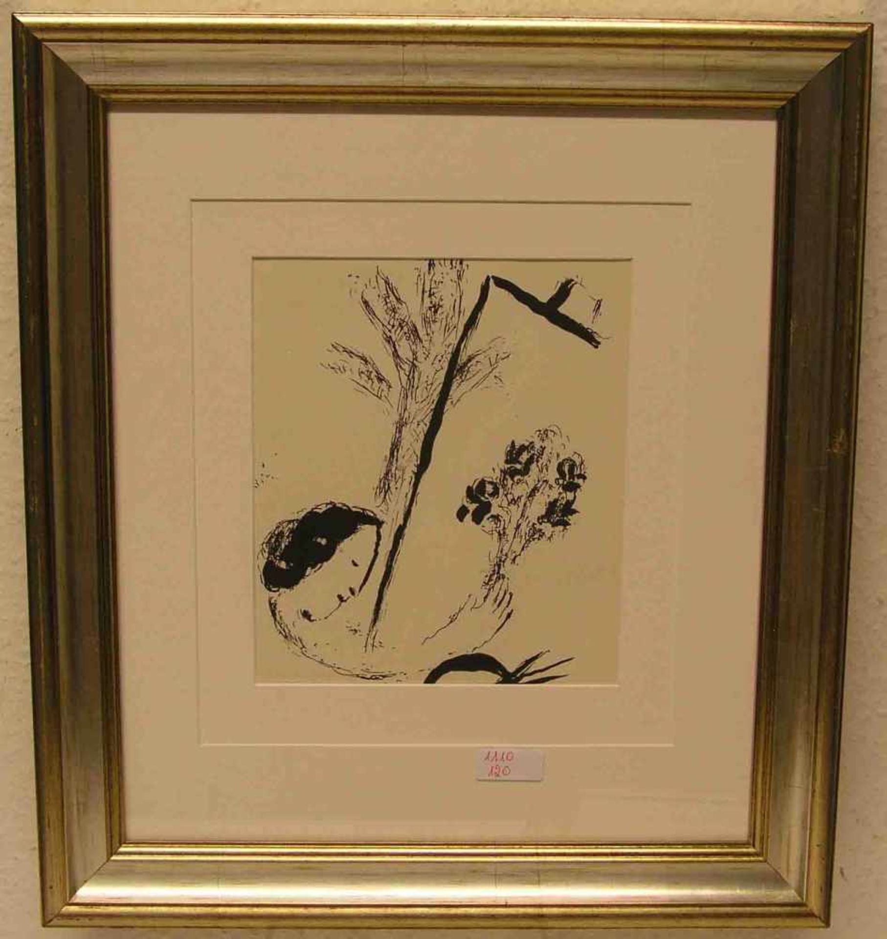 Chagall, Marc: "Der Handblumenstrauß" 1957. Lithografie, 47 x 40cm, Rahmen mit Glas.- - -20.17 %