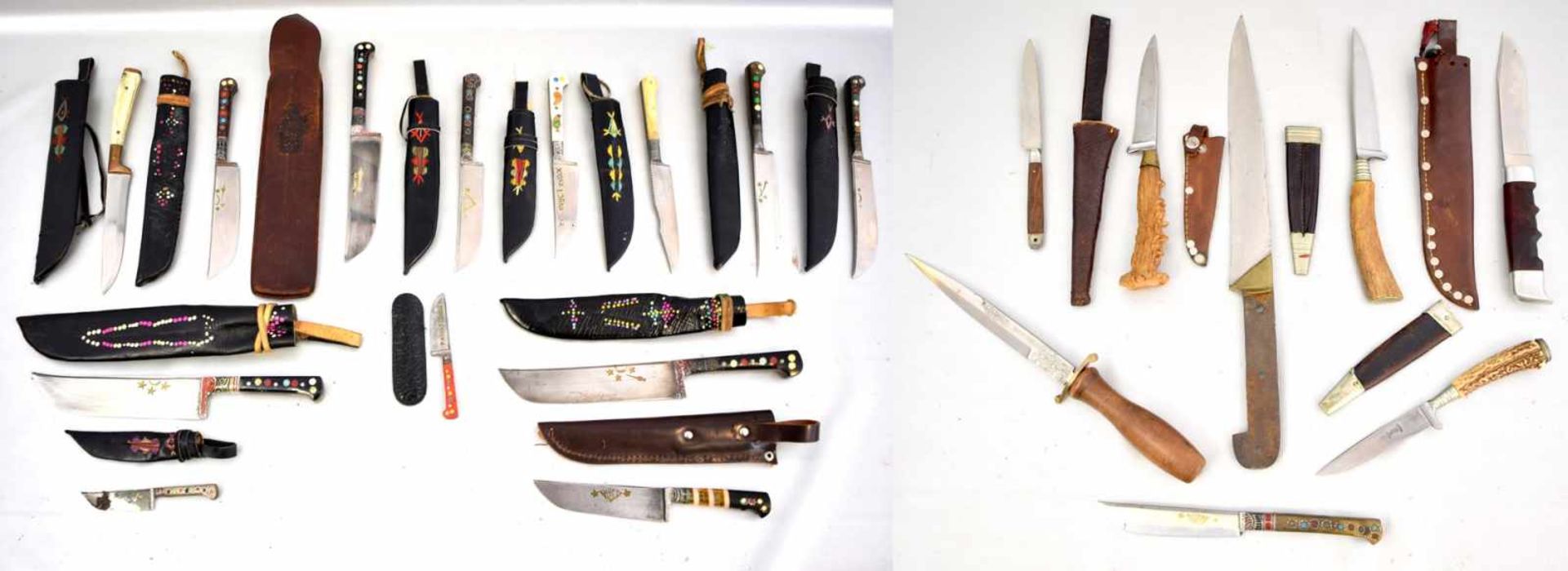 Konvolut Messerverschiedene Ausführungen und Größen, teilweise mit Scheide