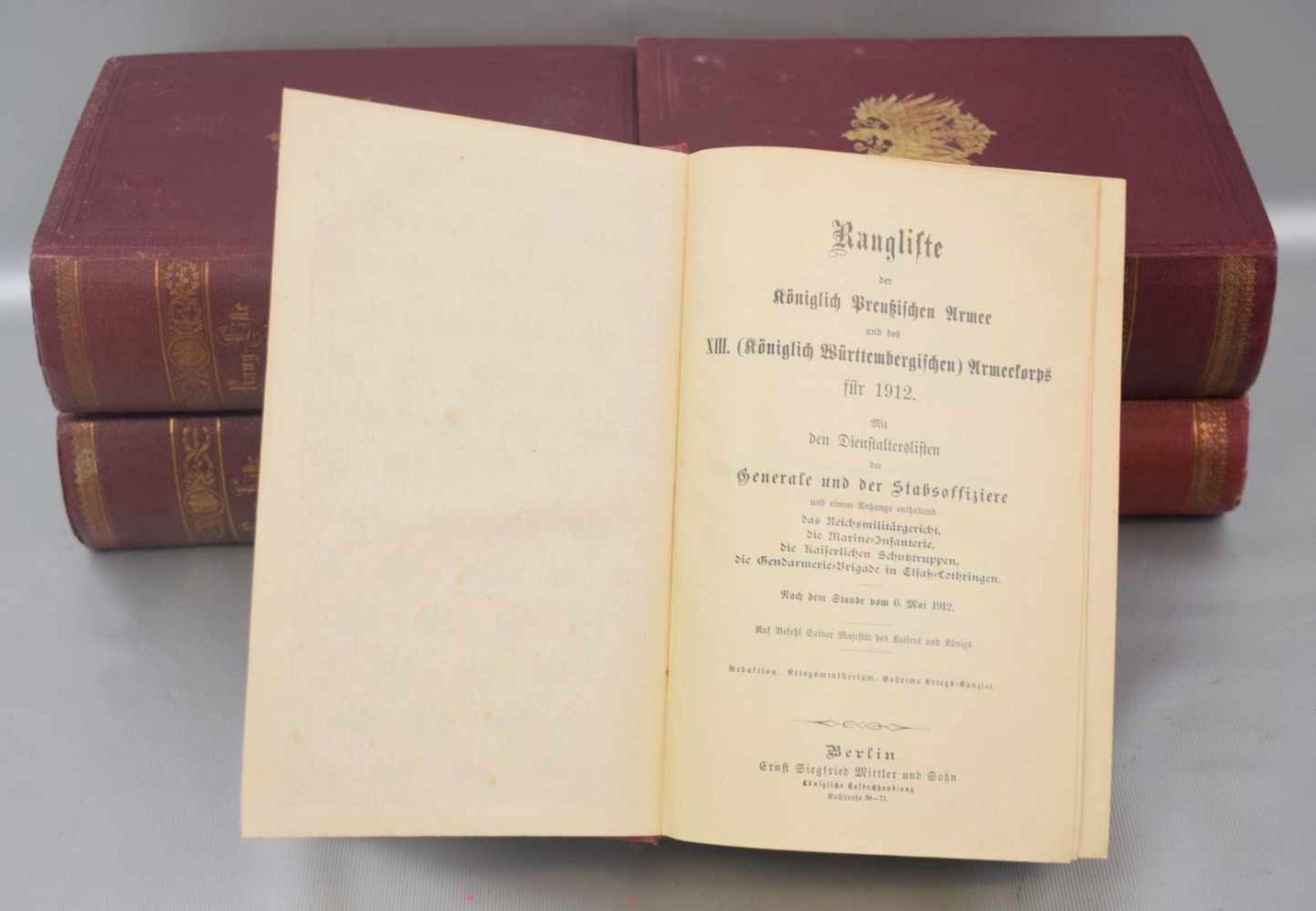 Fünf BücherRangliste der königlich preußischen Armee, Berlin, um 1900