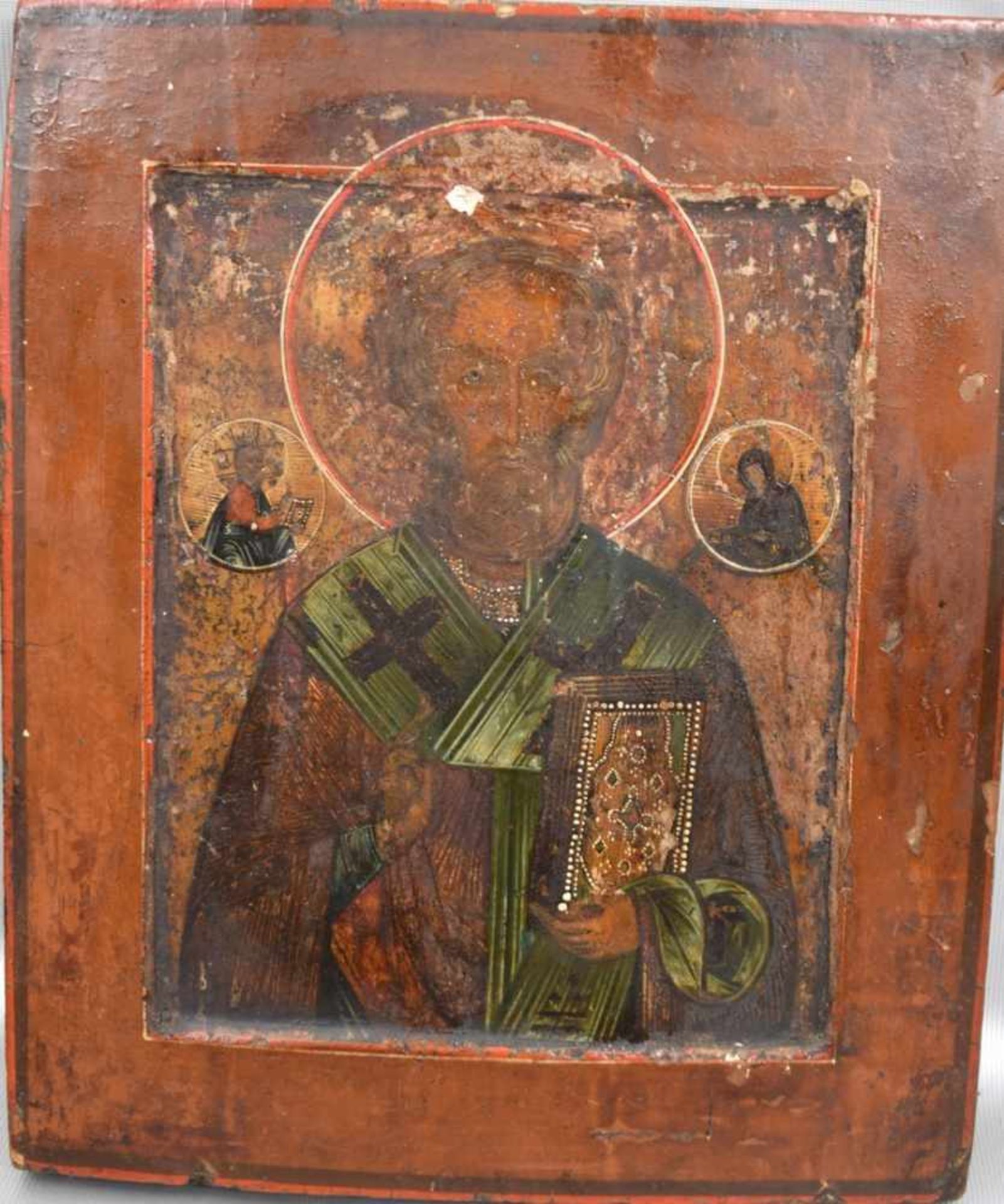 Heiliger Petrus mit BuchÖl/Holz, 22 X 27 cm, Russland, 19. Jh.