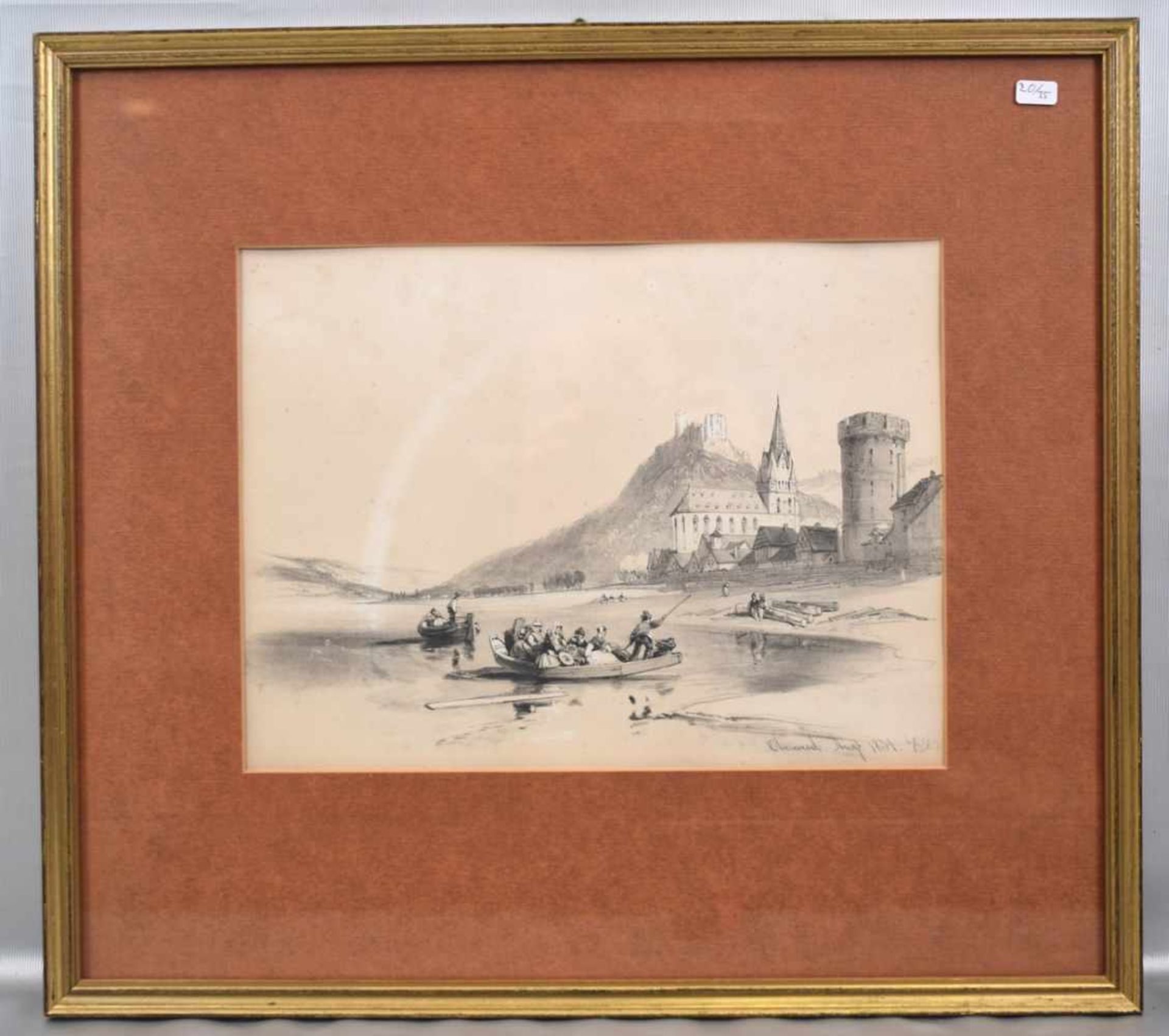 LithografieAnsicht von Oberwesel mit Schönburg, u.r.sign. und dat. August 1834, 24 X 31 cm, im