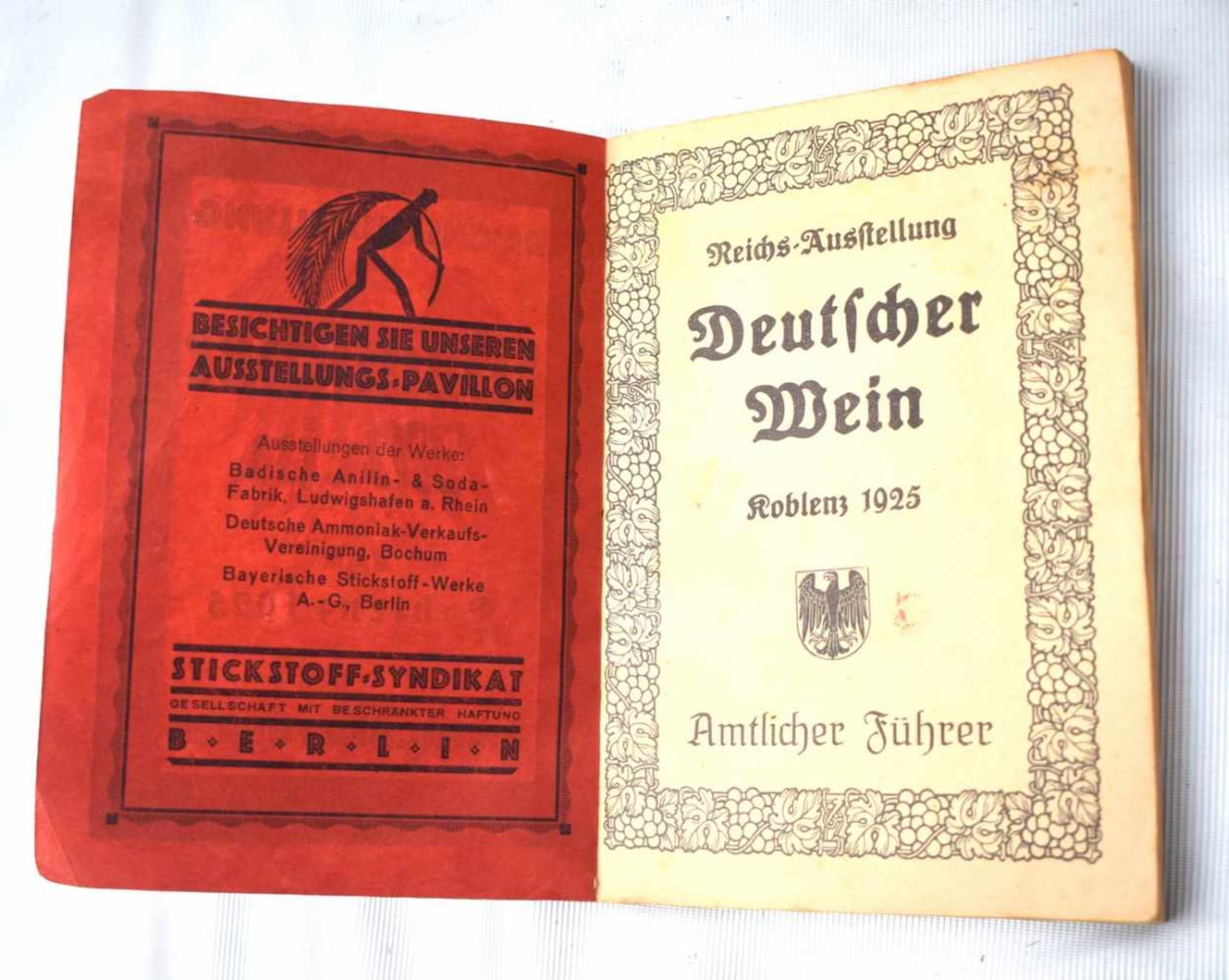 Reichsaustellung Deutscher WeinKoblenz, Heft von 1925, amtlicher Führer