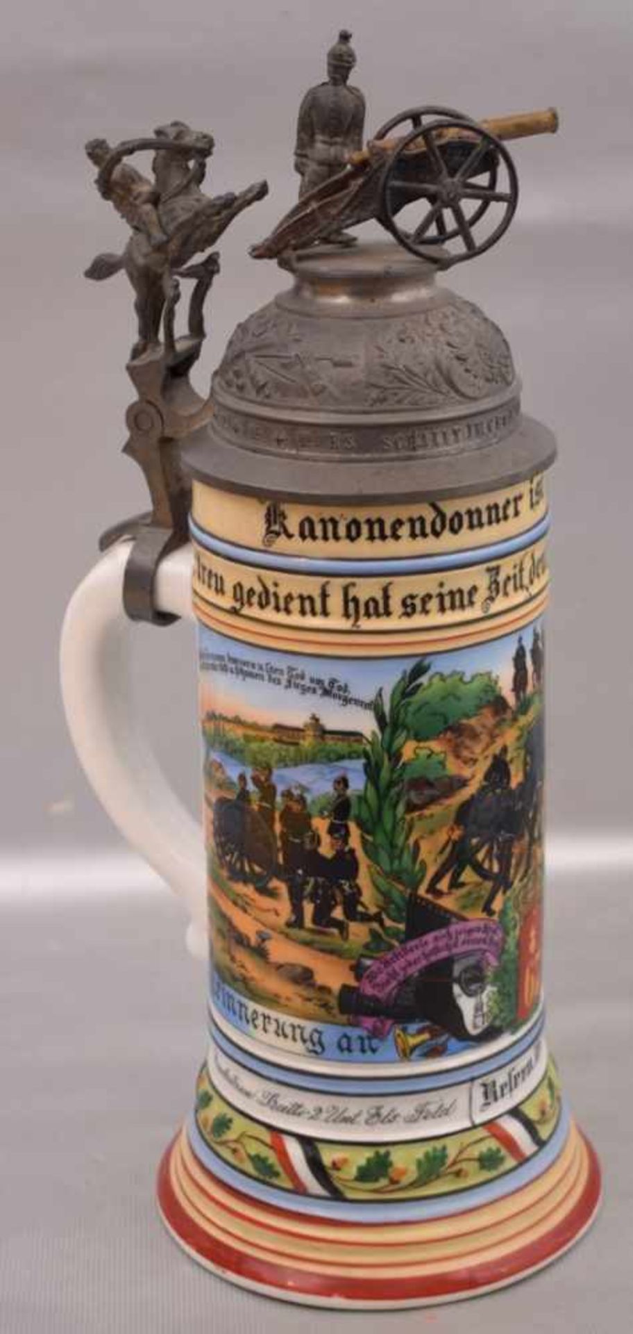 ReservistenkrugWandung bunt bemalt, Reservist Wulf, 67. Regiment, Bischweiler 1906/1910,
