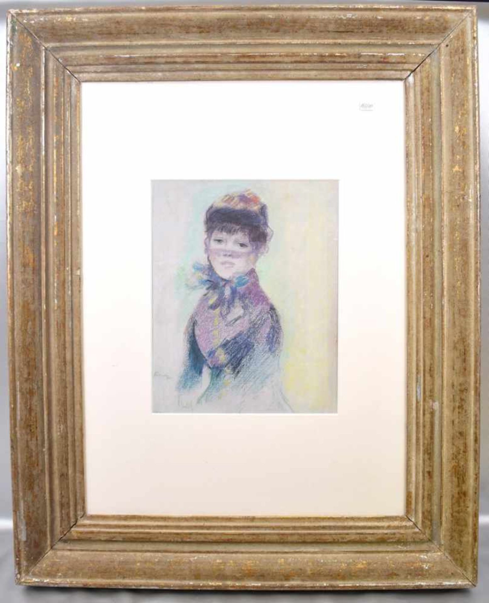 FarblithografieJunges Mädchen mit Hut, u.l.bez. Renoir, 24 X 30 cm, im Rahmen