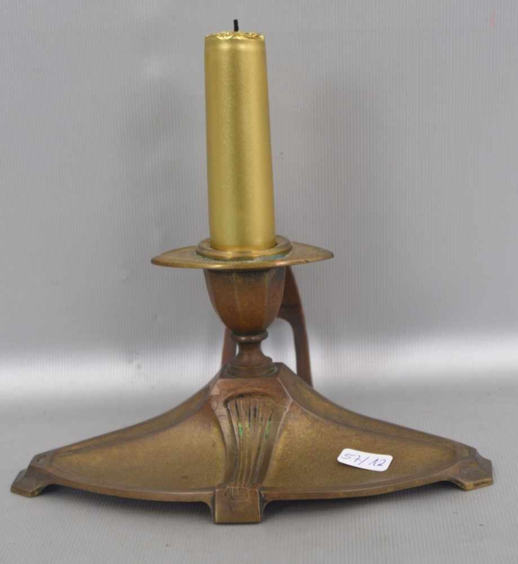 Jugendstil-Kerzenleuchter1-lichtig, Metall, mit Jugendstil-Ornamenten verziert, H 8 cm, um 1900
