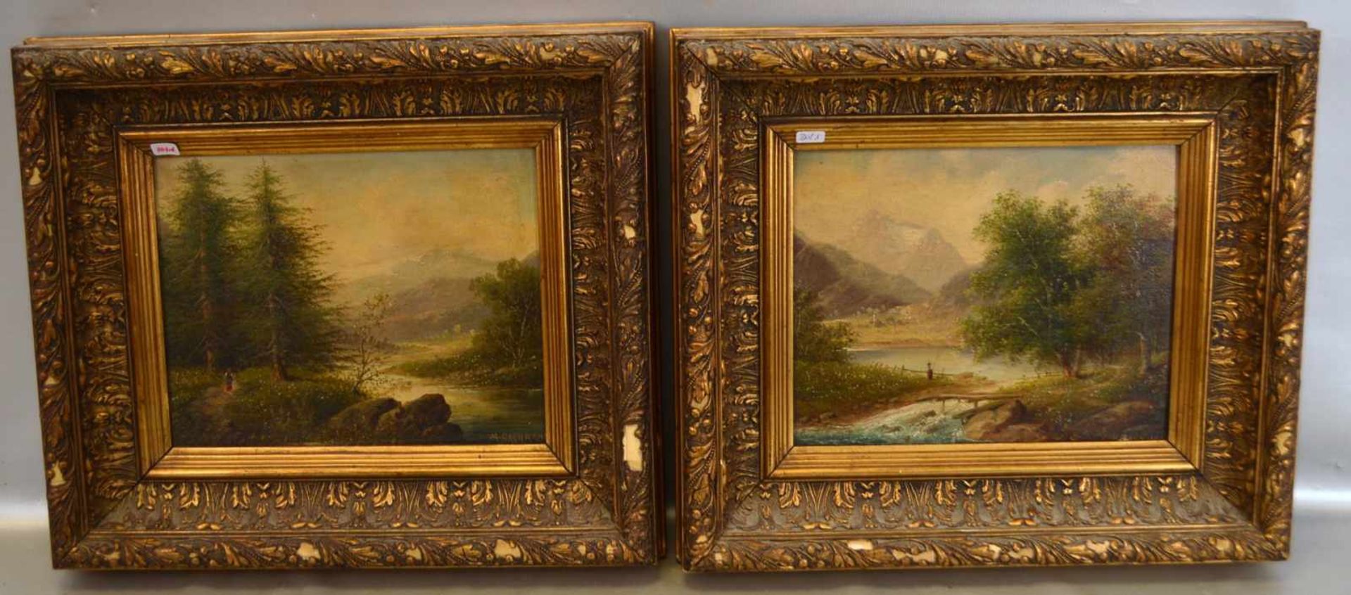 Minna Bachmann1860-1887, zwei Gemälde, Partie bei Kufstein bzw. Partie bei Bozen, Öl/Holz, u.r.