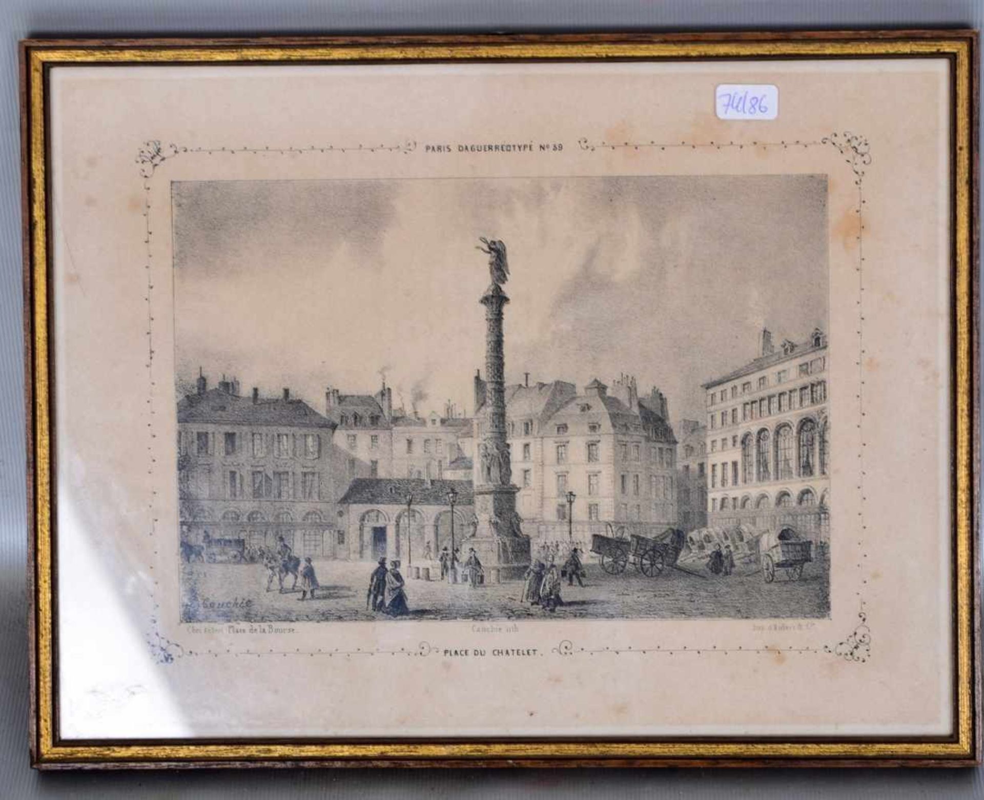 HolzschnittTeilansicht von Paris, 13 X 19 cm, im Rahmen, um 1900
