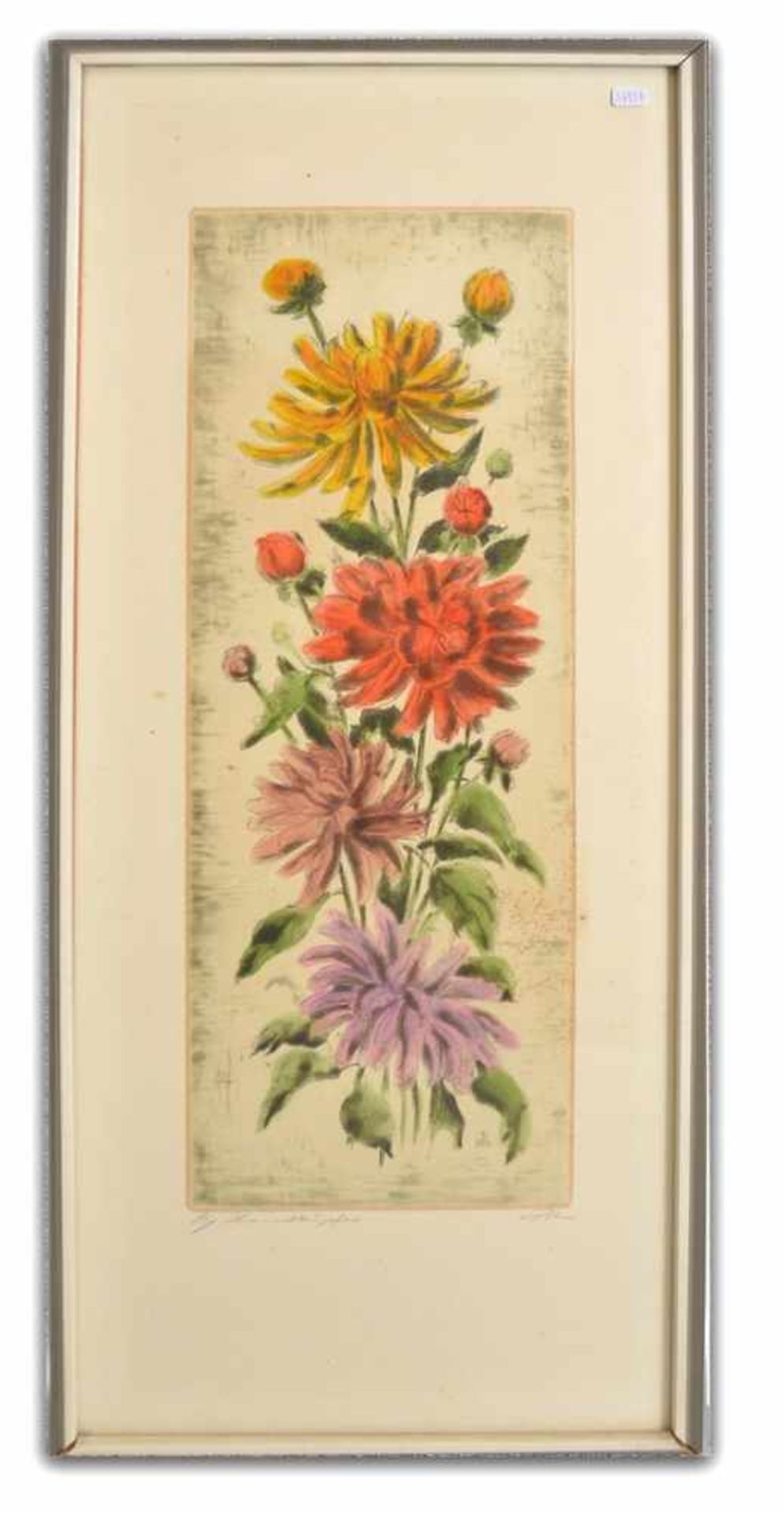 Radierungbunte Feldblumen, 19 X 54 cm, im Rahmen