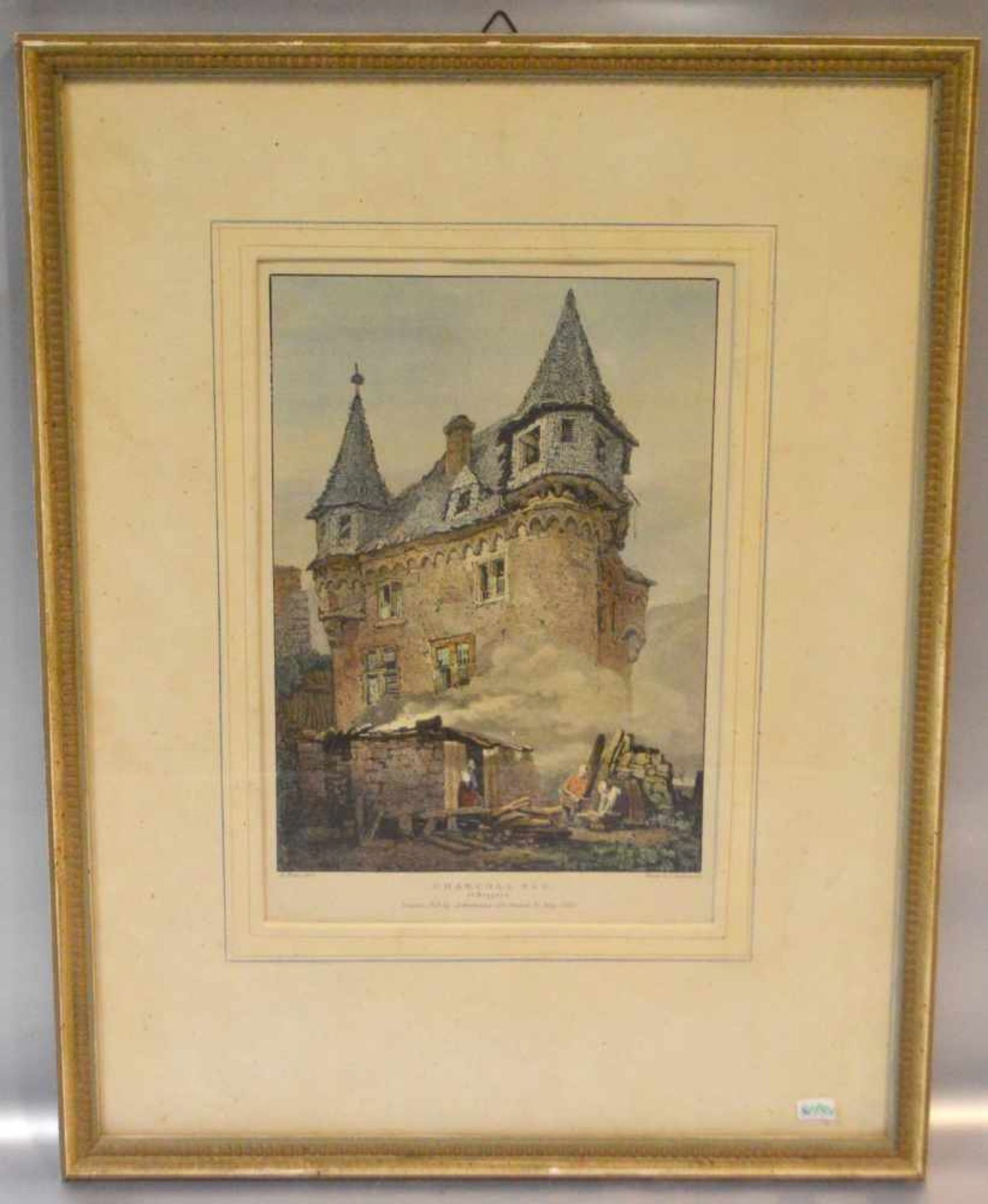StahlstichAlte Burg bei Boppard, coloriert, im Rahmen, 20 X 30 cm, 19. Jh.