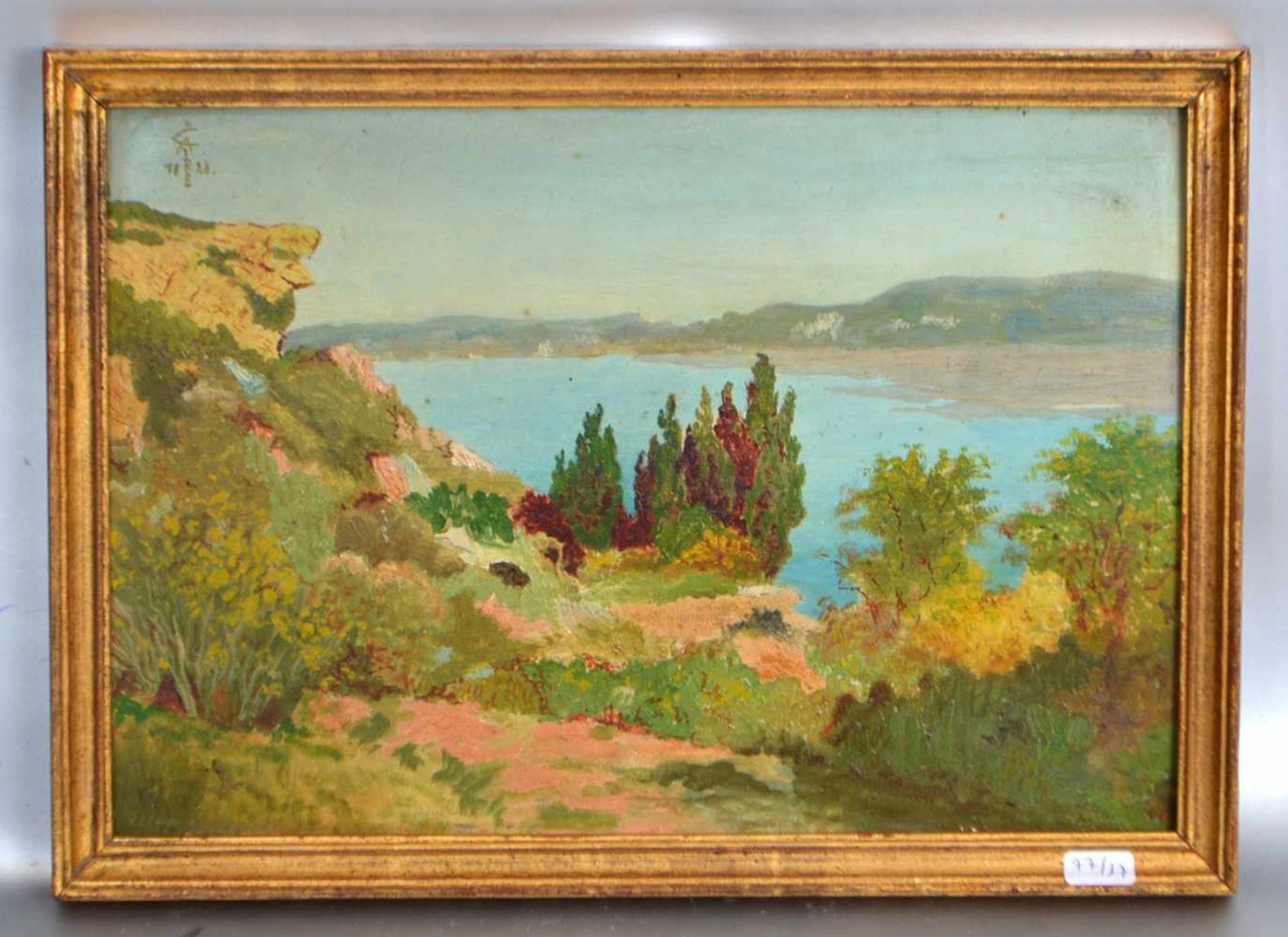 Unbekannter MalerKüste vor Capri, Öl/Malpappe, o.l.monogr. C. und dat. 1928, rückseitig beschriftet,