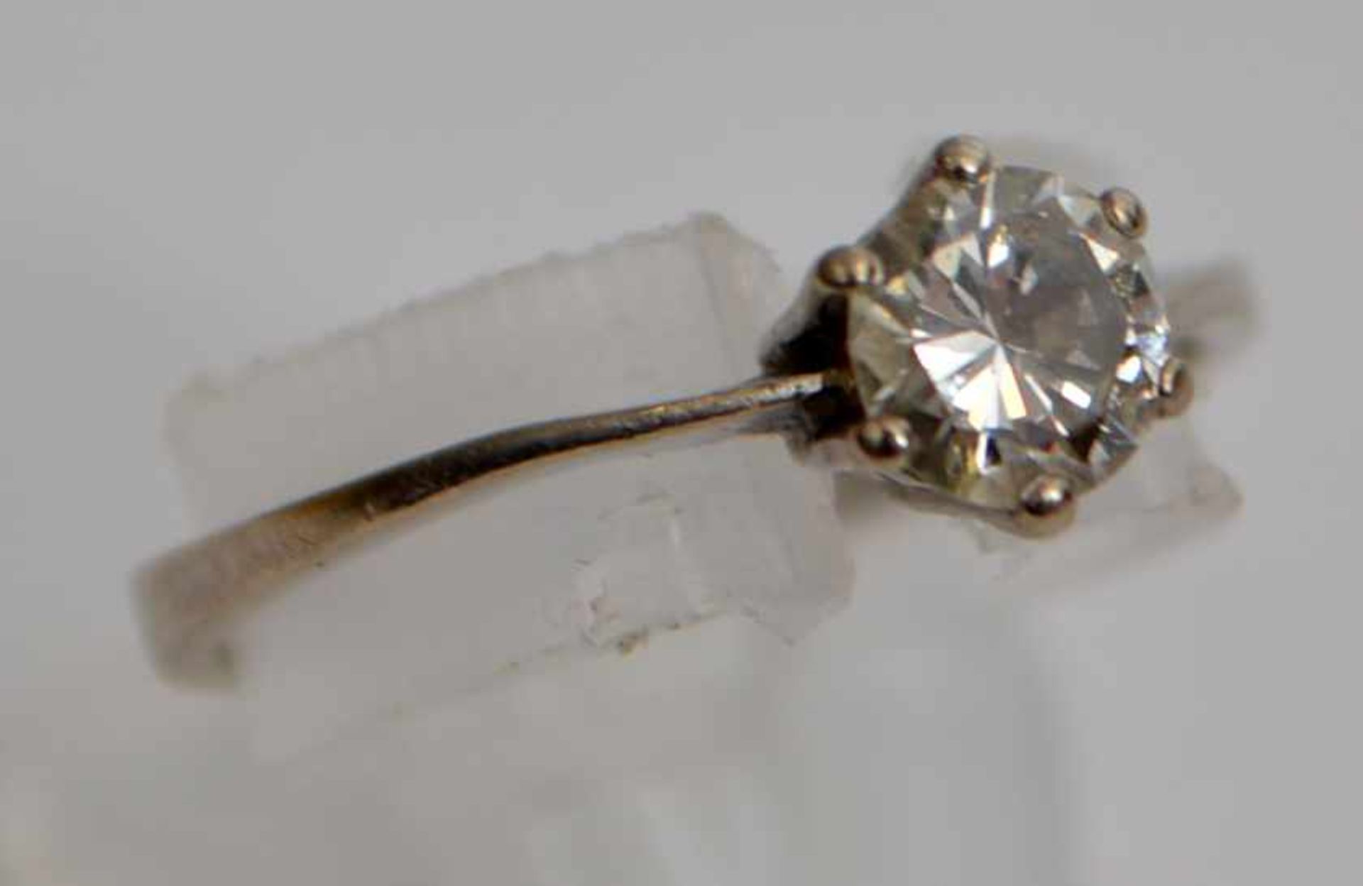 Damenring14 kt. Weißgold, mit Brillant ca. 0,25 ct., RG 51