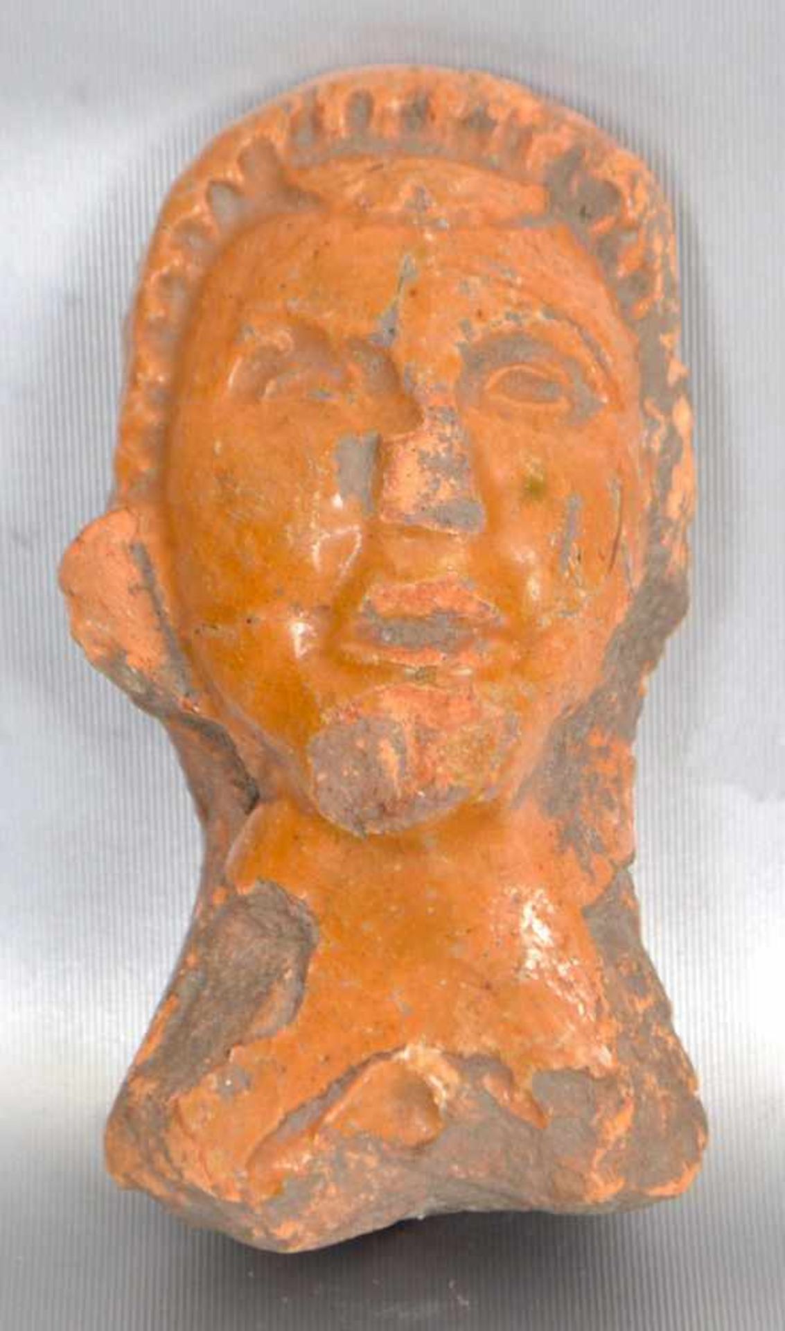 KopfTerracotta, braun, orientalisch, H 7 cm