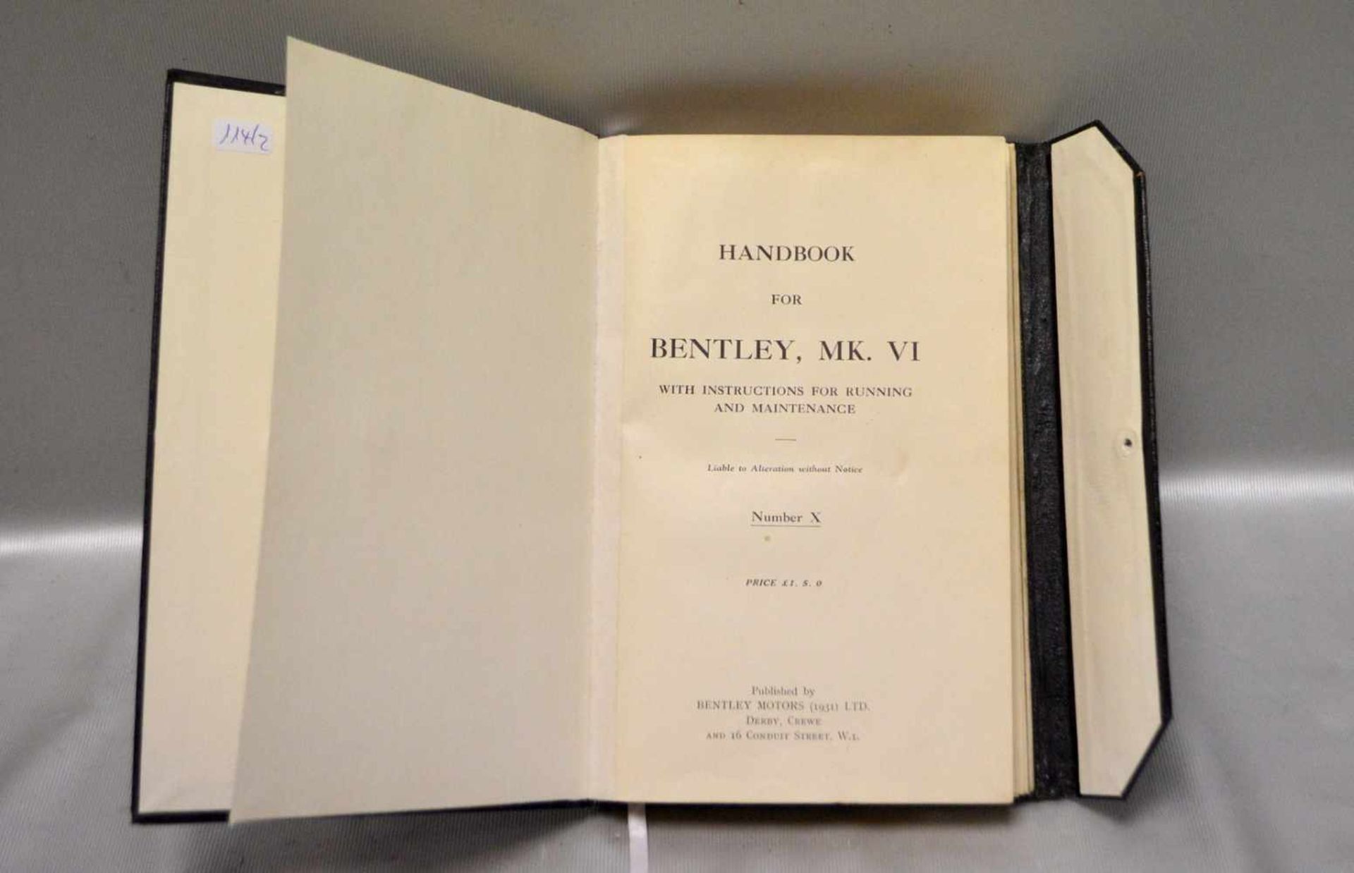 Handbuchfür PKW - Bentley MK6, Ausgabe 1931