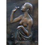 Landry, Fritz Ulysse (1842 Locle - 1927 Neuenburg)"Frauen-Halbportrait" als Bronzerelief; junge Frau